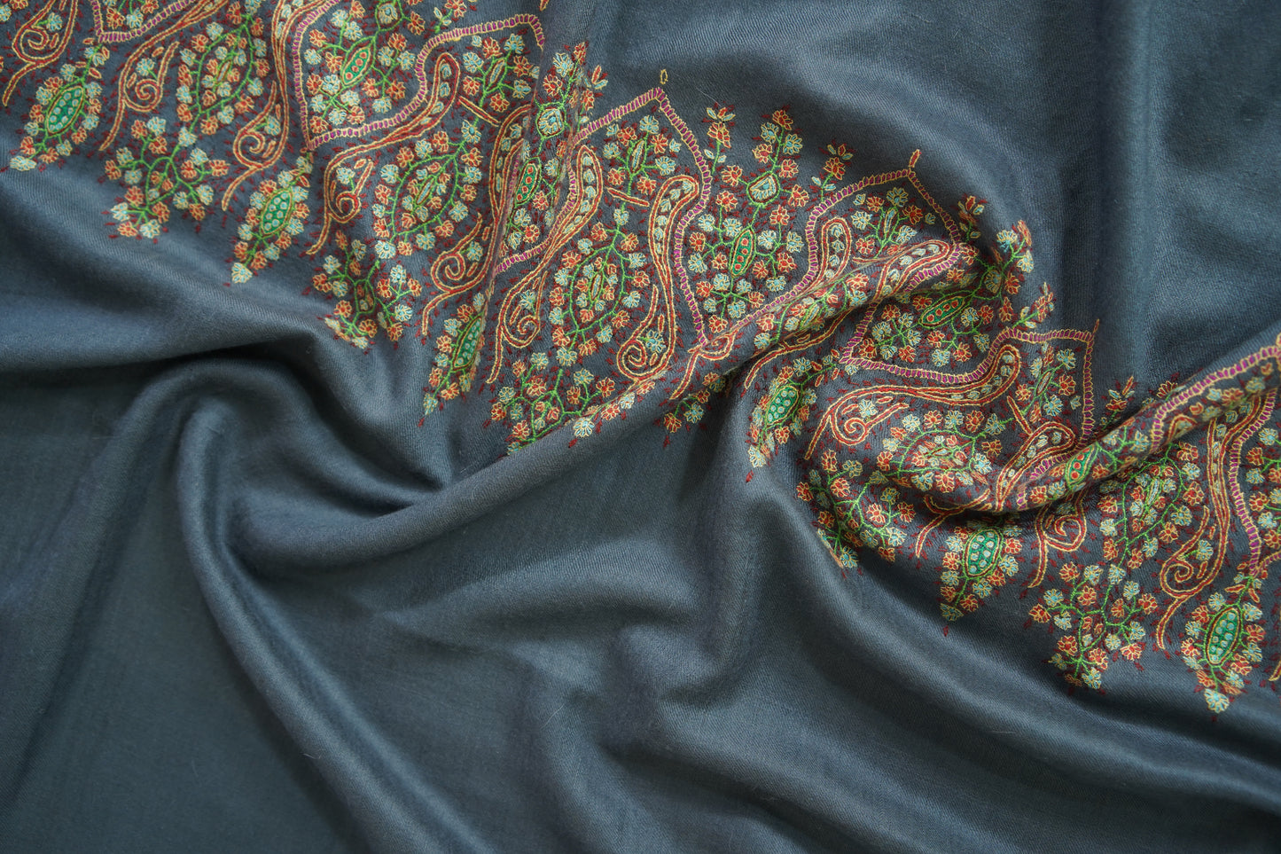 air force blue GI embroidery pashmina shawl 9514