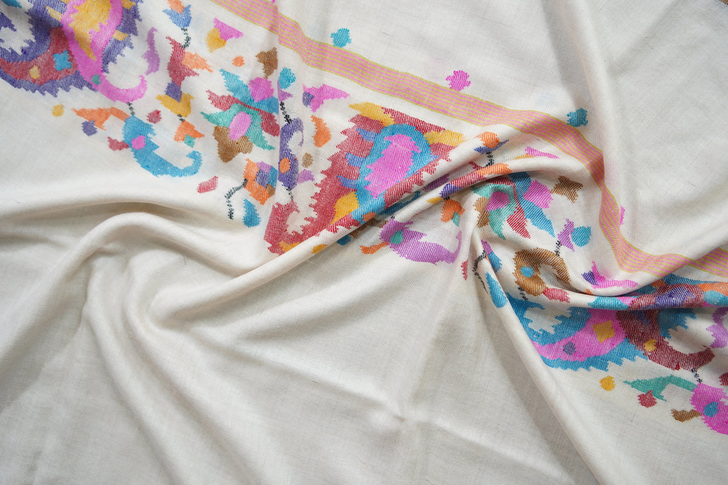 pure white kani palla shawl 9517