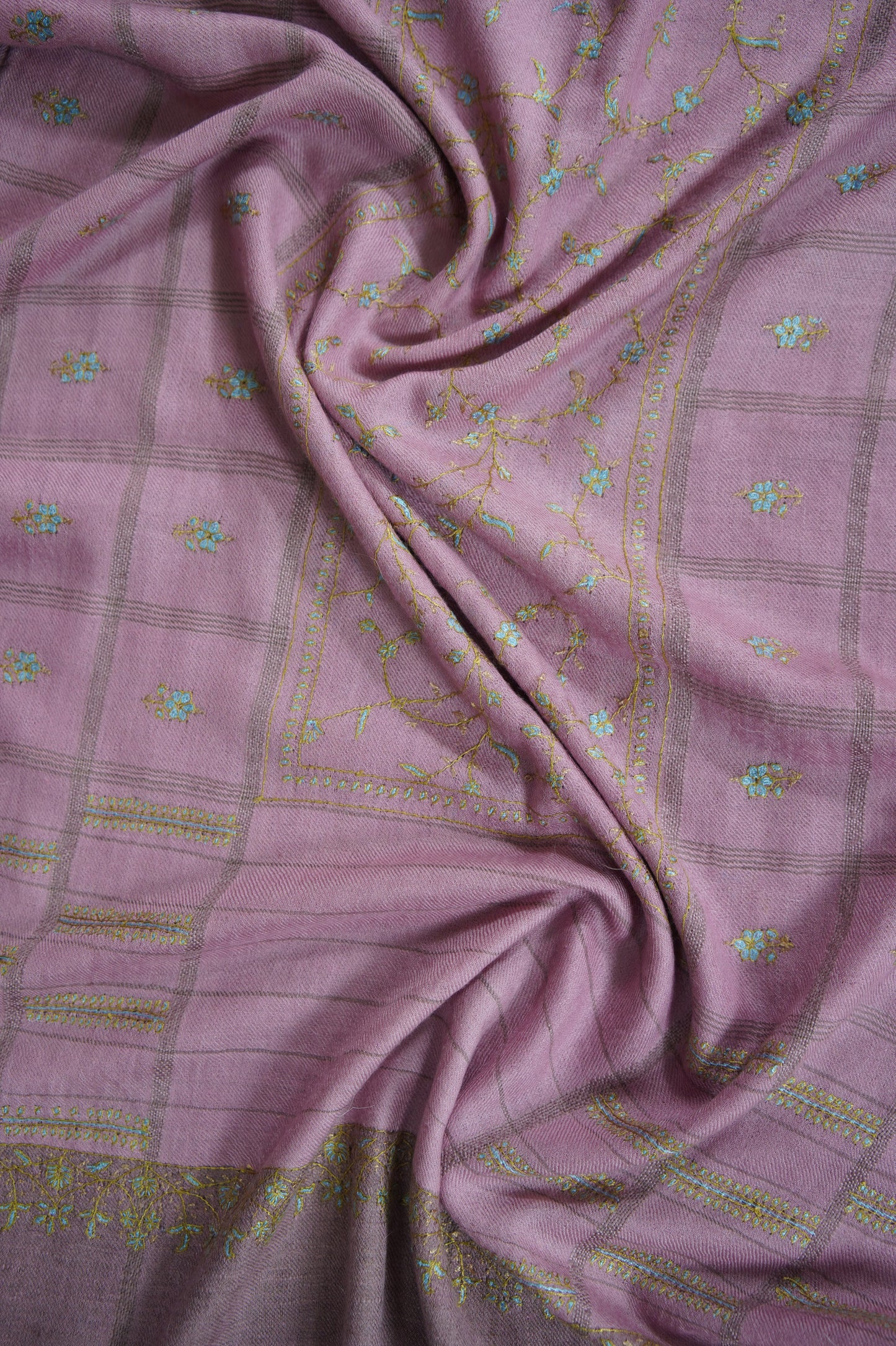 candy floss pink GI embroidery pashmina stole 9542
