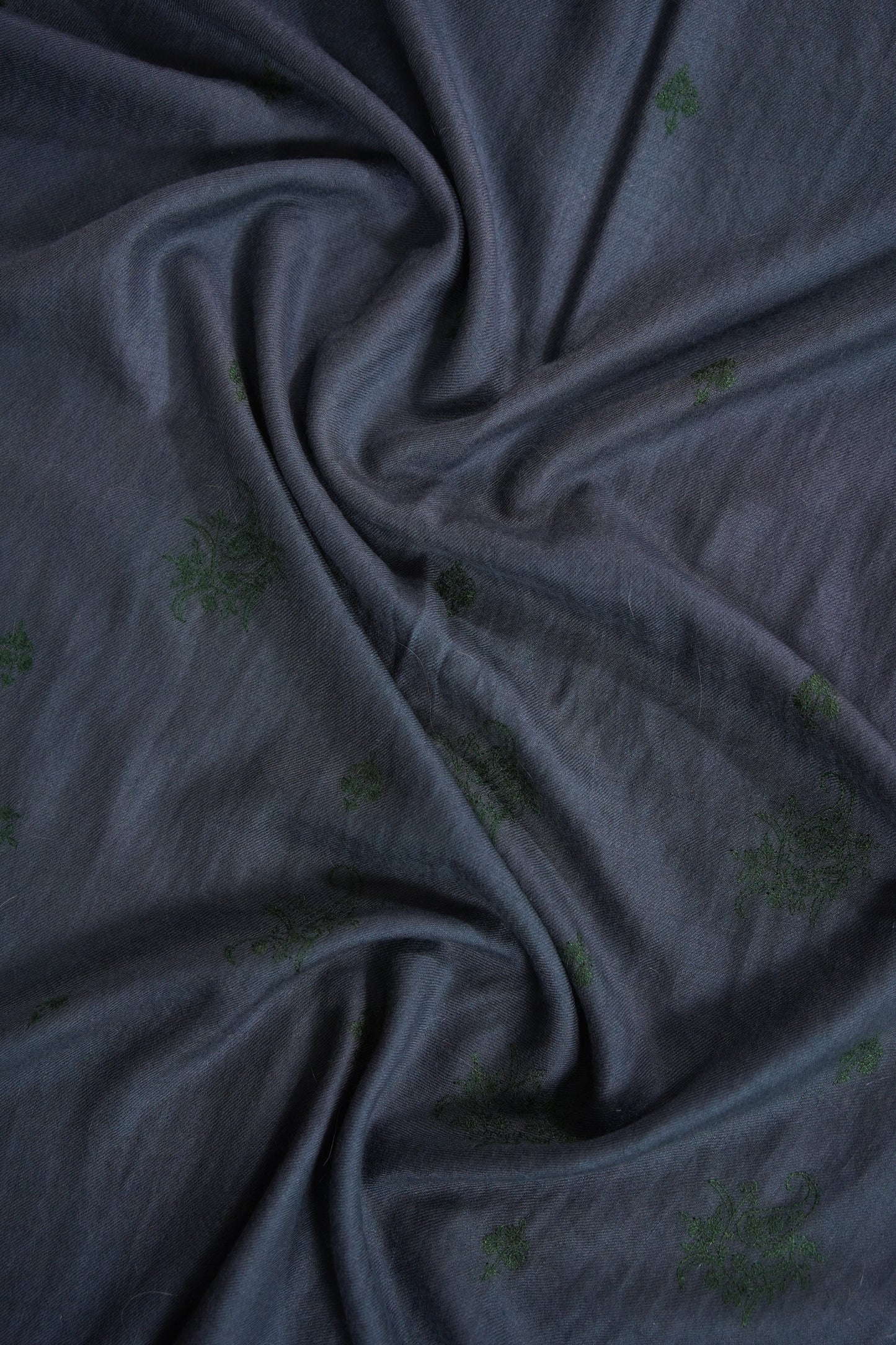 greyish indigo blue butis GI embroidery pashmina stole 9544