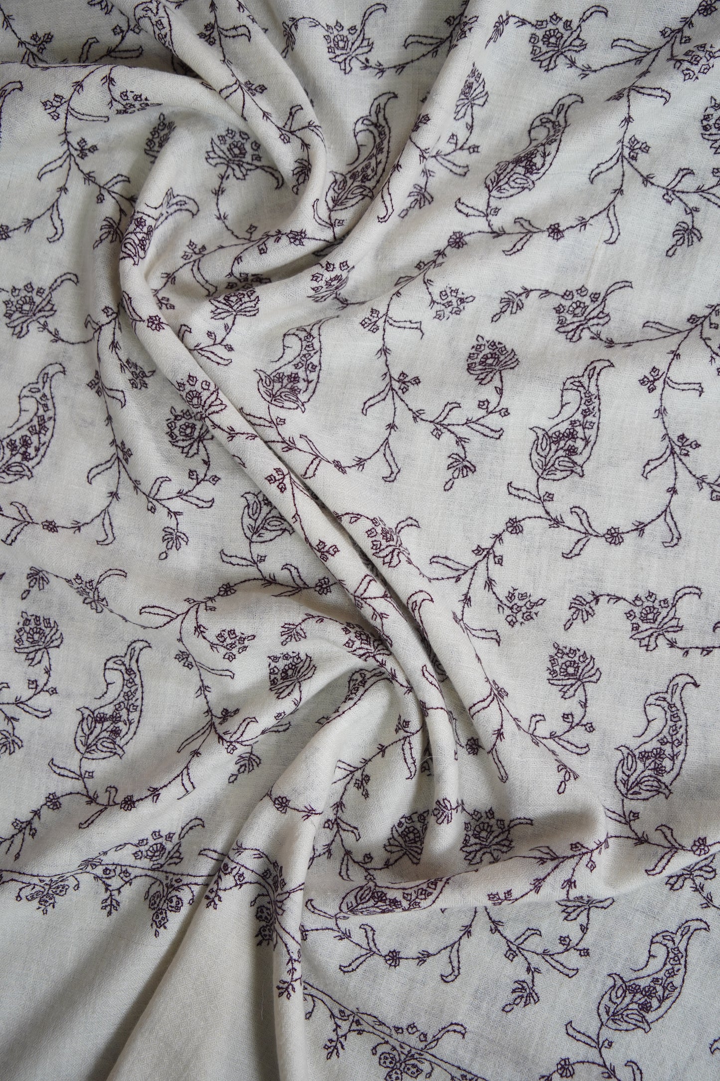 pearl white GI jaali embroidery pashmina stole 9551