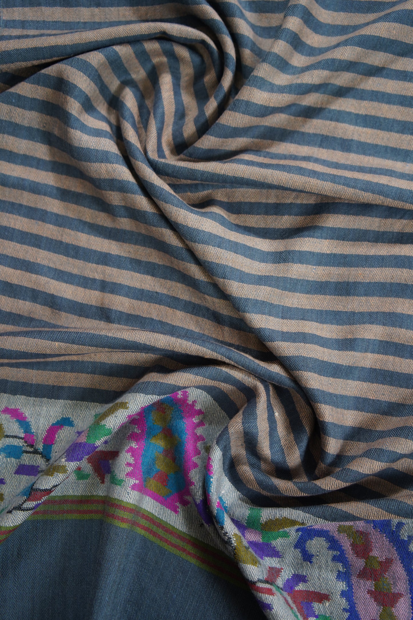 oxford blue striped kani palla stole 9580