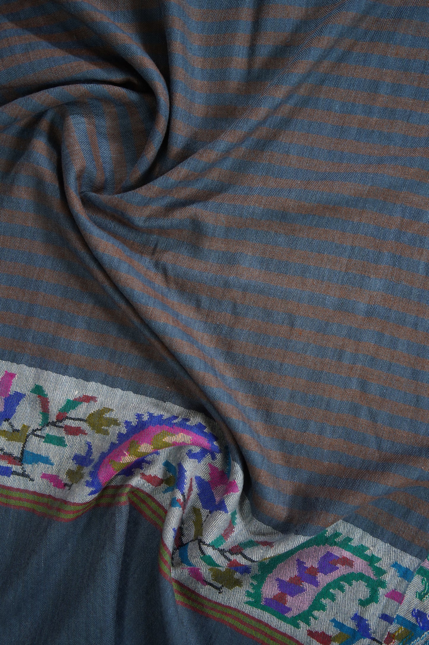 oxford blue striped kani palla stole 9586