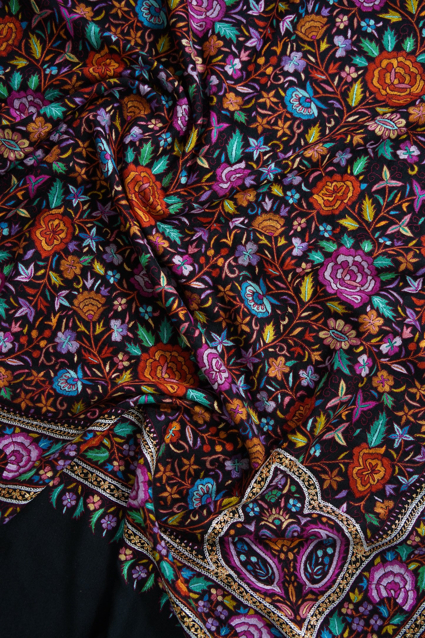 black GI jamma embroidery pashmina shawl 9597