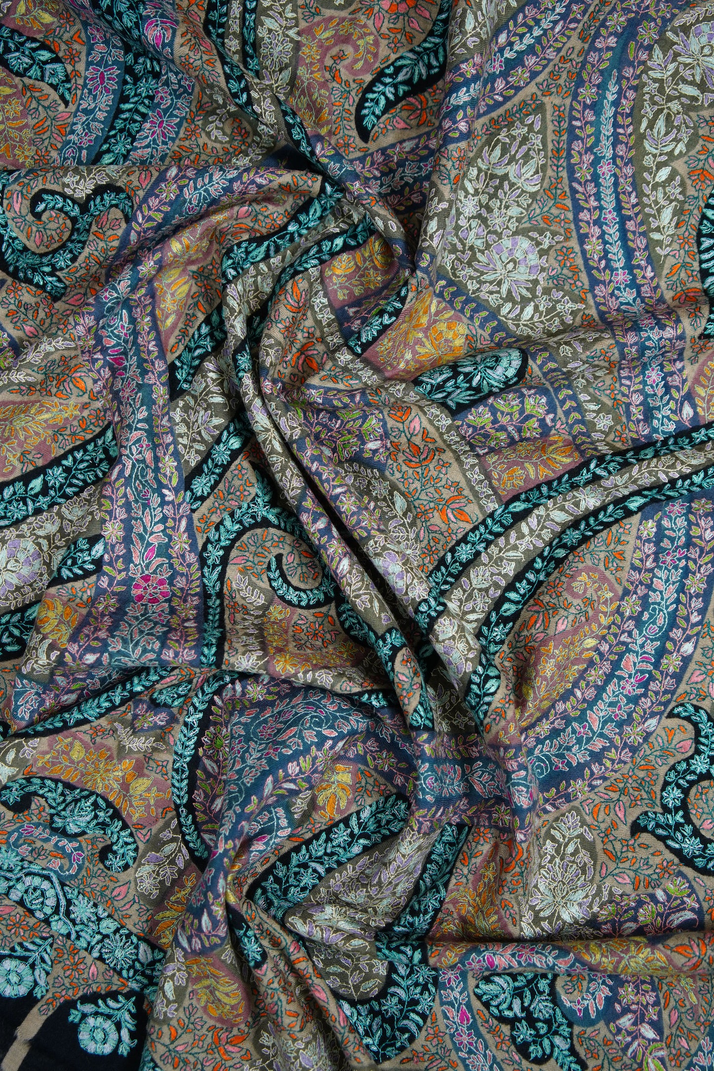multi-coloured GI jamma embroidery pashmina shawl 9627