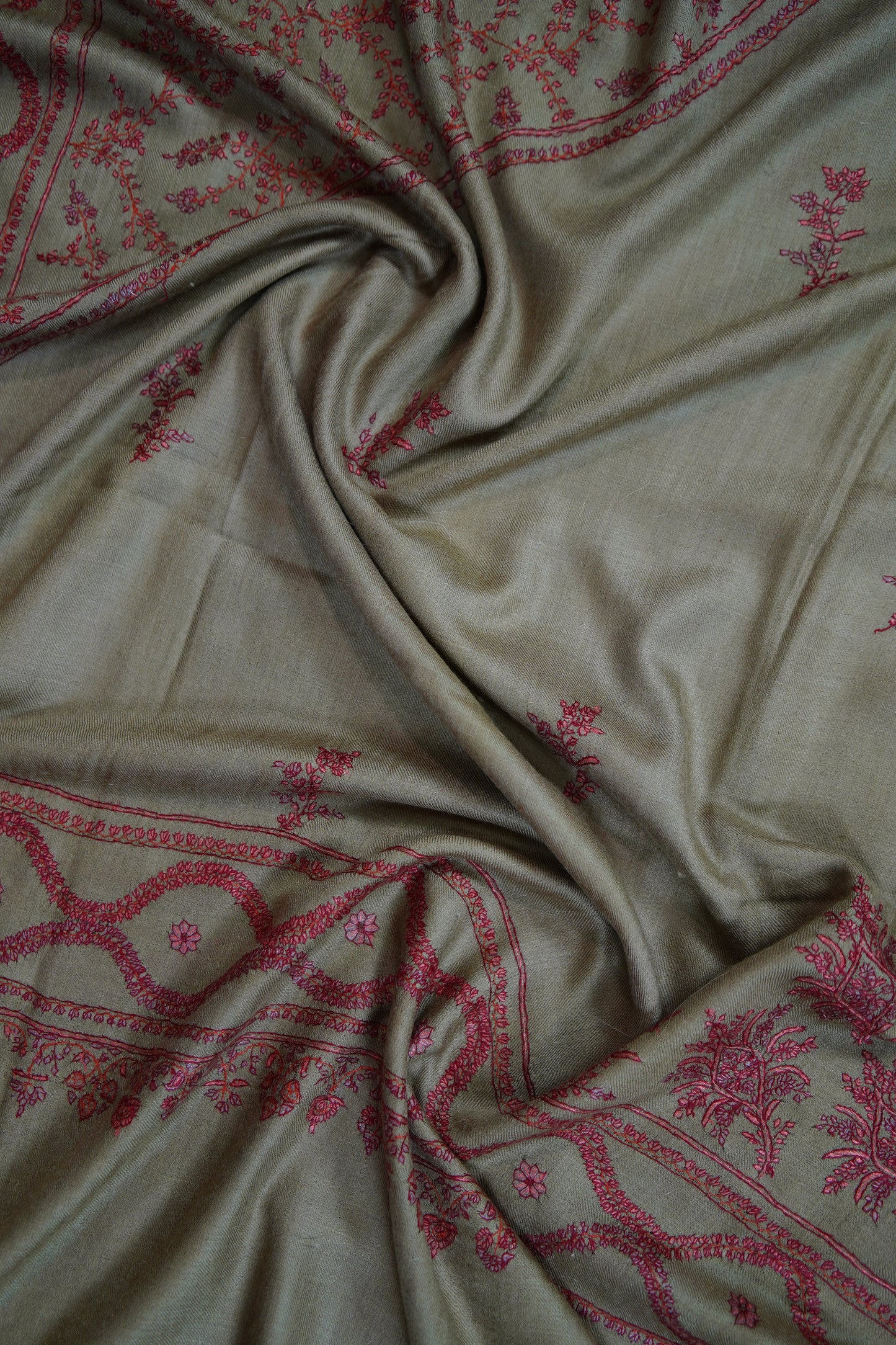 flaxen butis GI embroidery pashmina shawl 9635