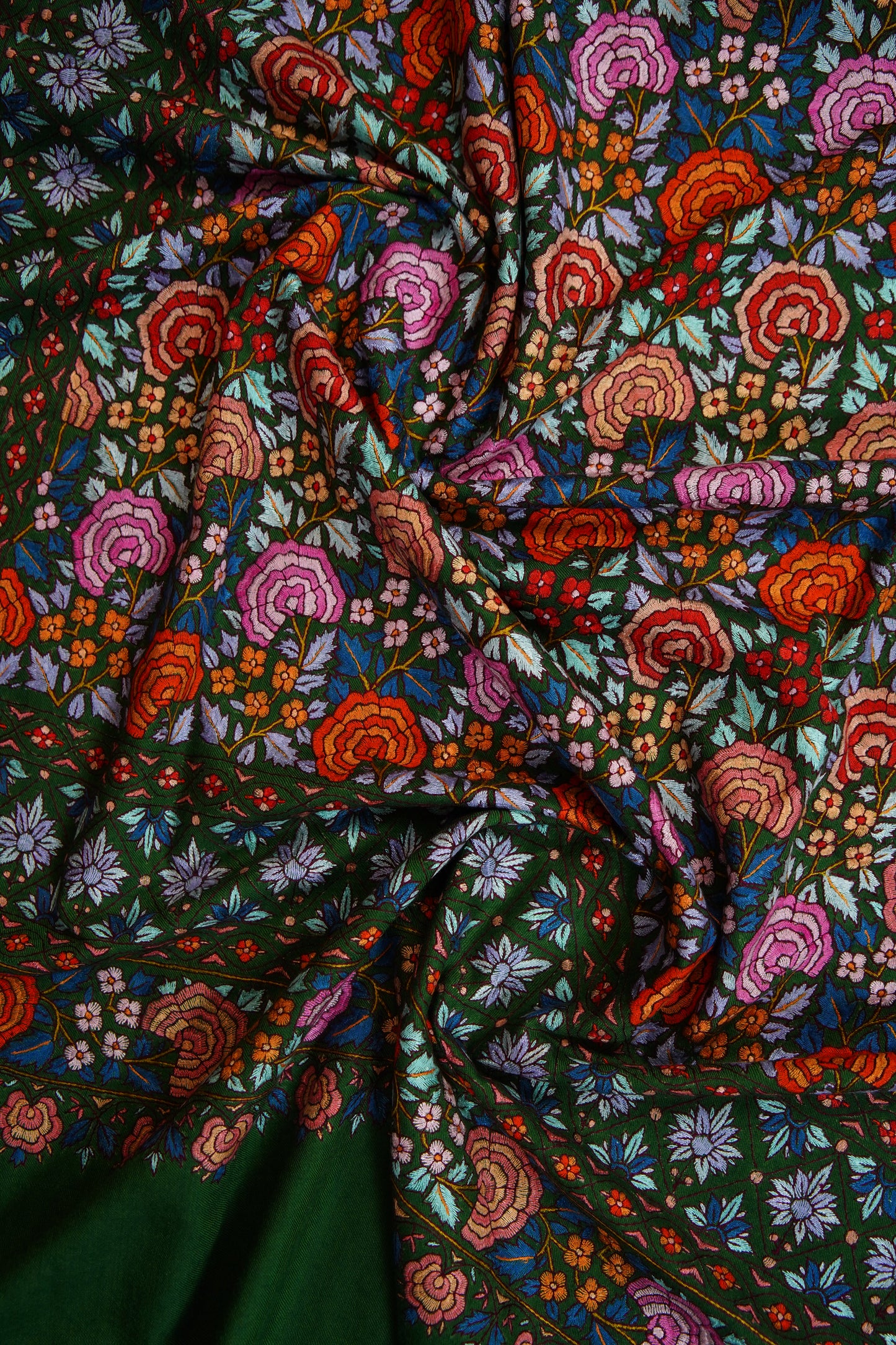 green GI jamma embroidery pashmina shawl 9639