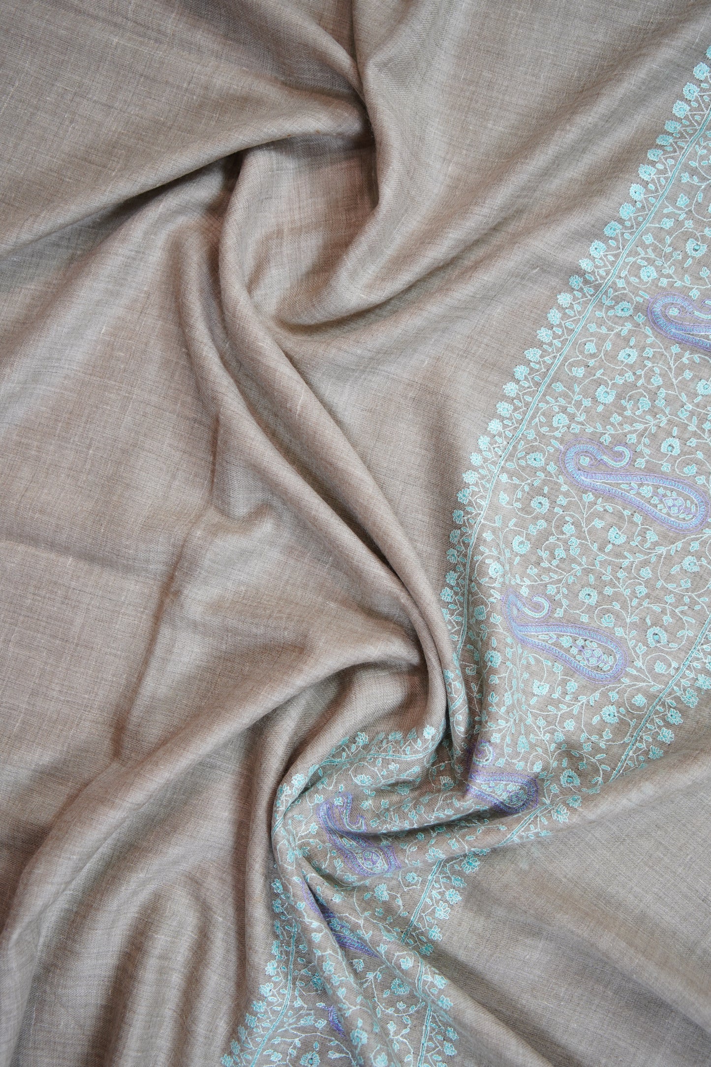 light natural GI embroidery pashmina shawl 9640
