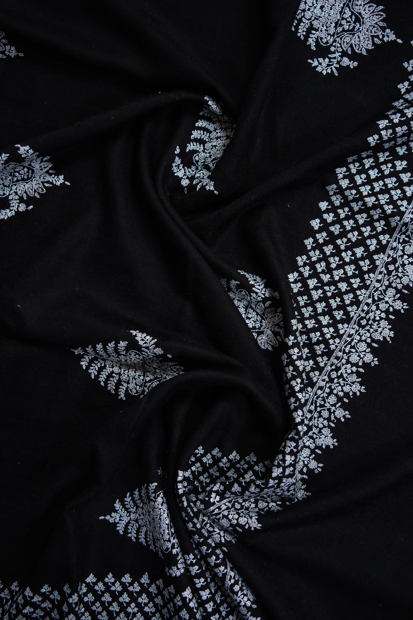 black butis GI embroidery pashmina shawl 9650