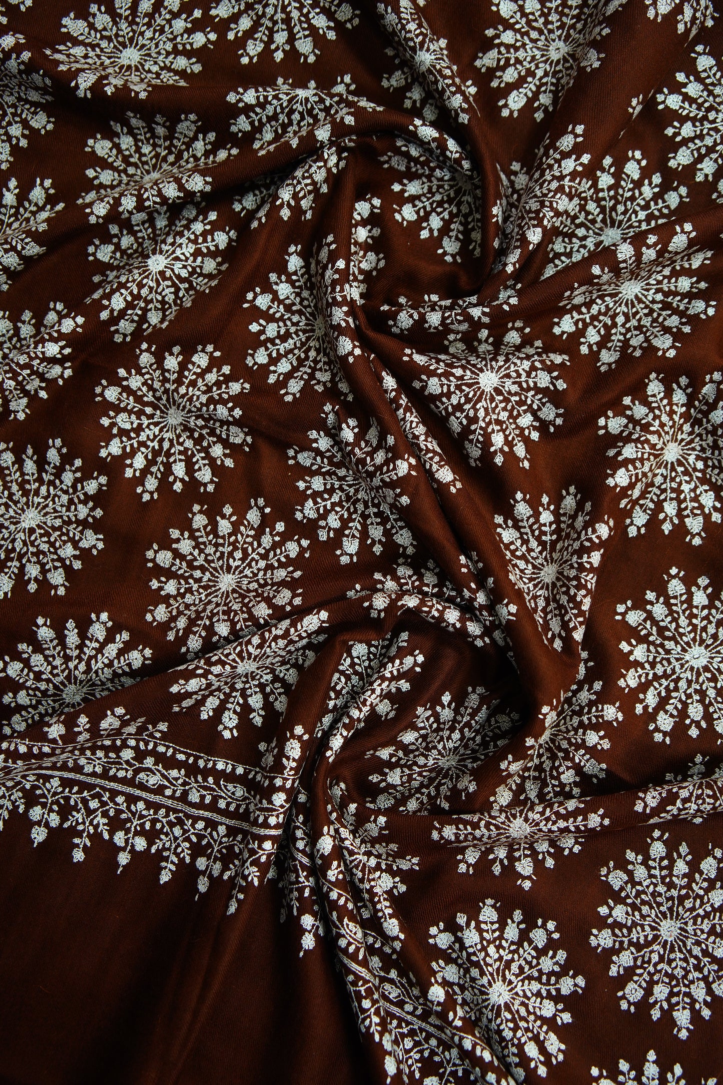 chocolate brown GI butis embroidery pashmina shawl 9656