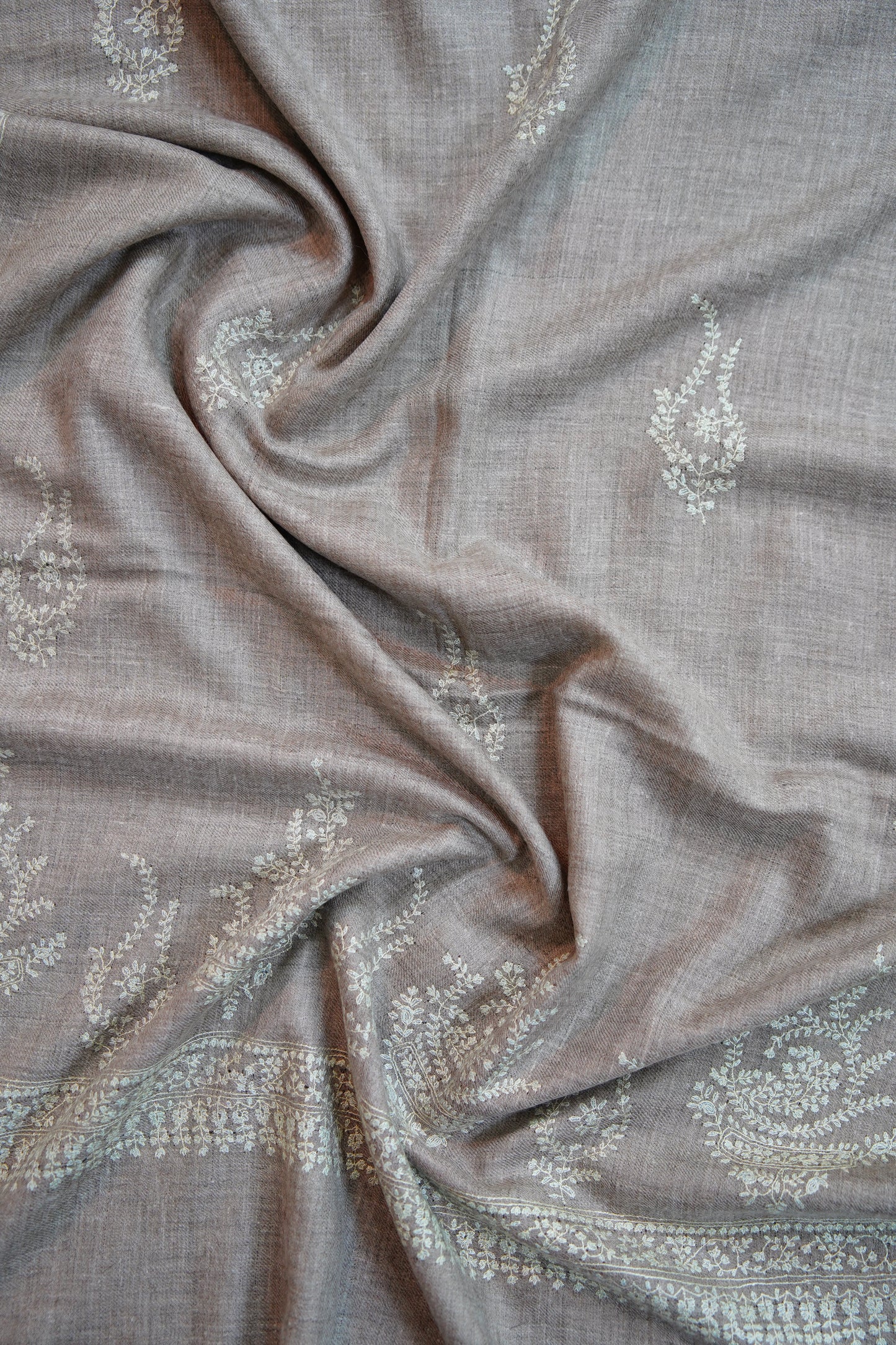 natural butis GI embroidery pashmina stole 9688