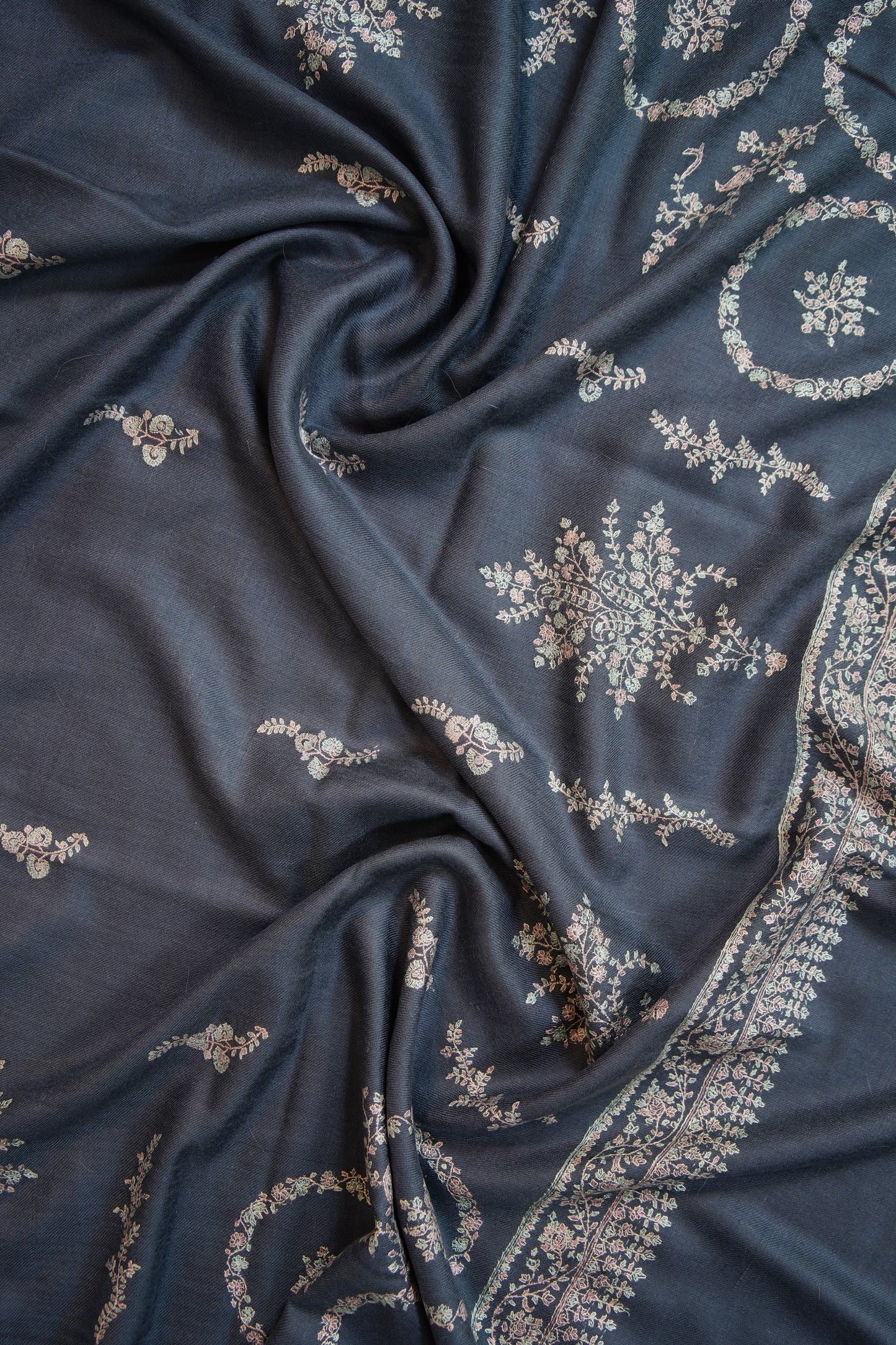 pigeon blue GI embroidery pashmina shawl 9700