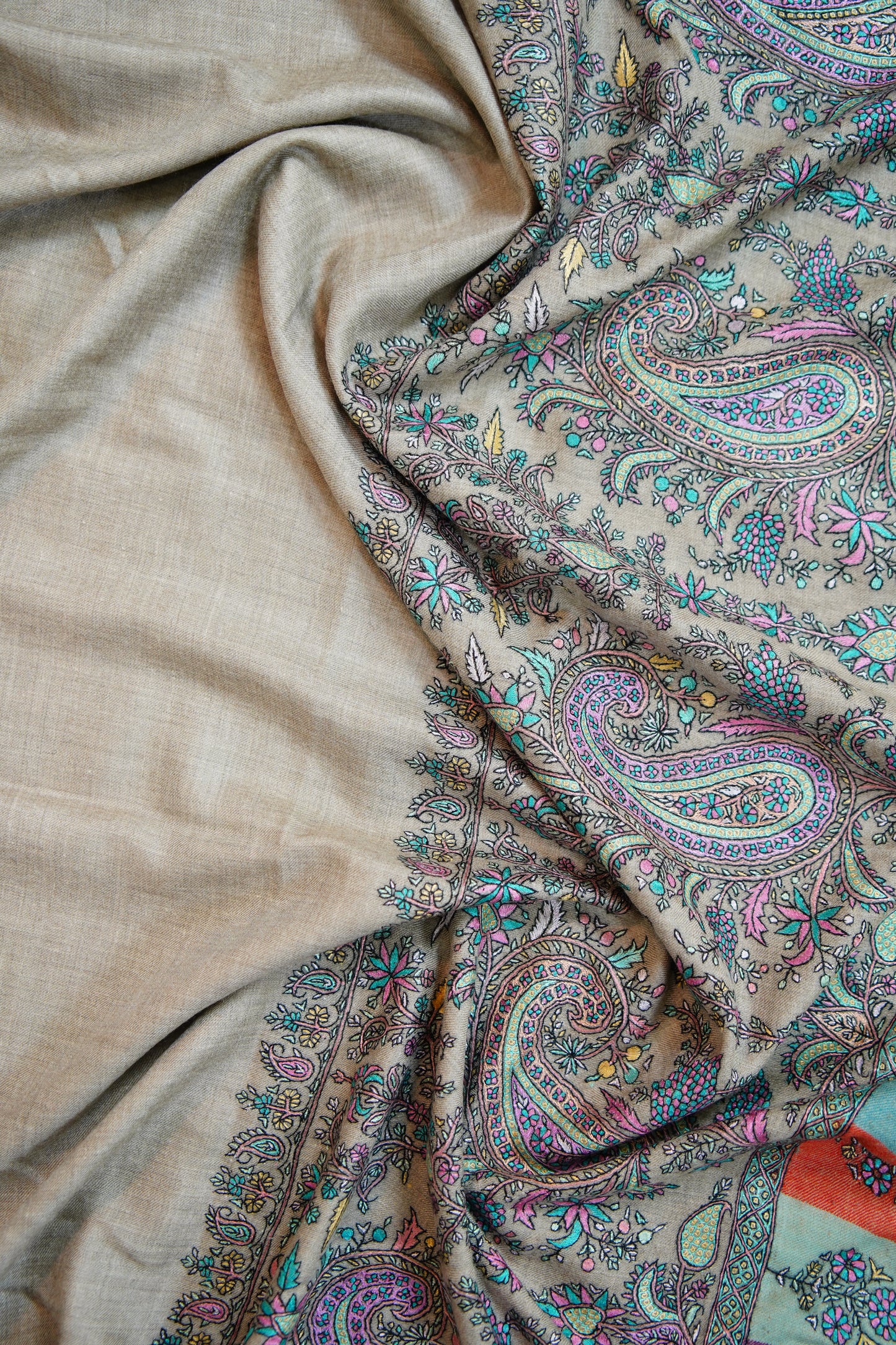 natural GI embroidery pashmina shawl 9703