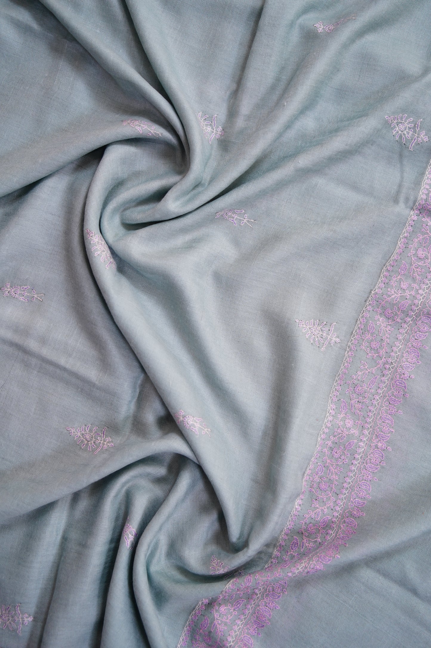 powder blue butis GI embroidery pashmina shawl 9709