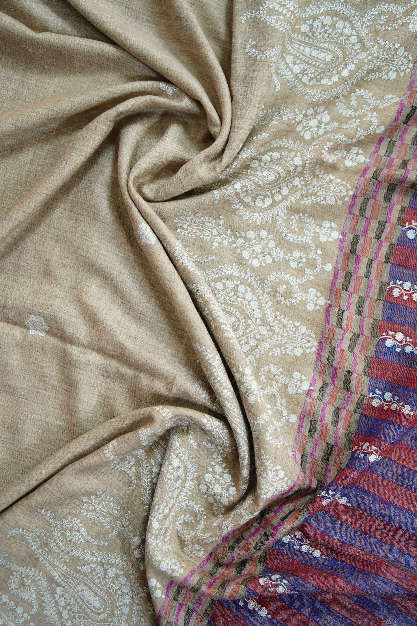 natural butis GI embroidery pashmina shawl 9711