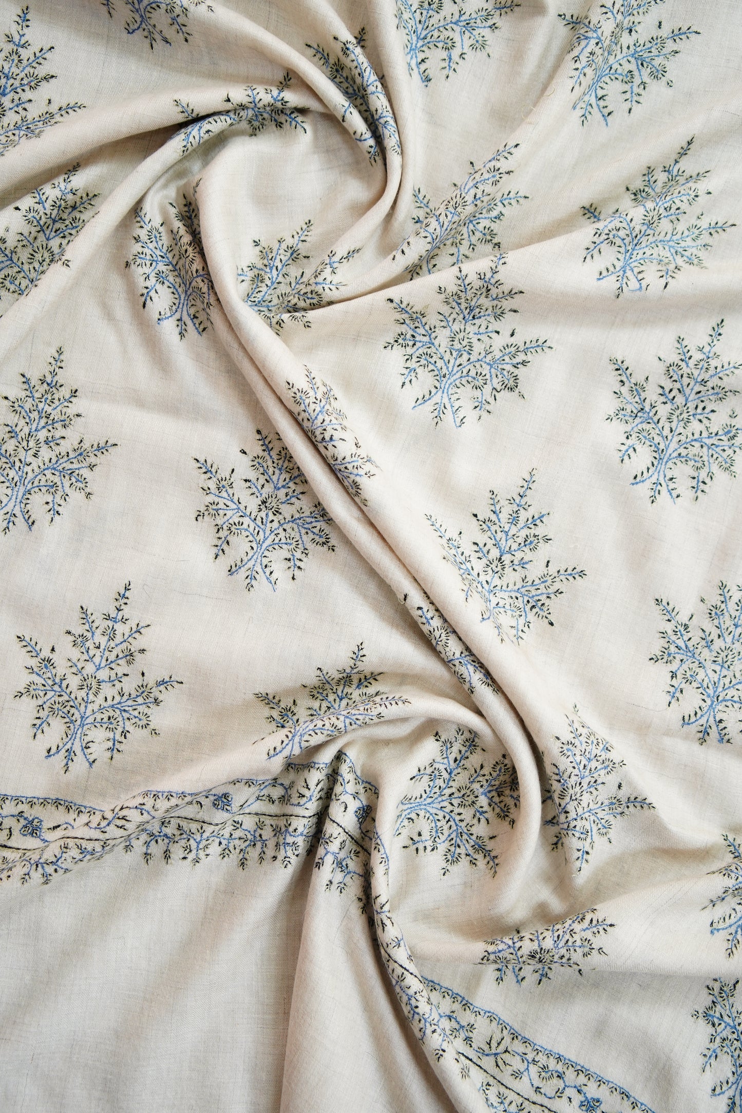 pure white butis GI embroidery pashmina shawl 9718