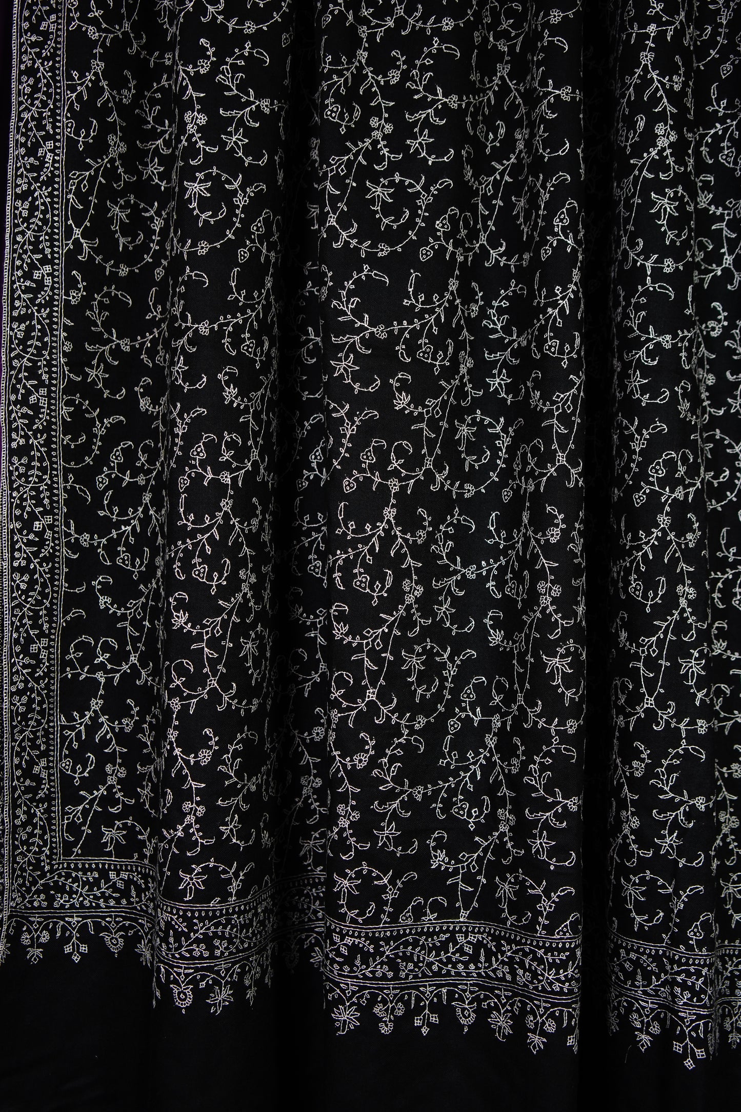 black XL GI jaali embroidery pashmina shawl 9722