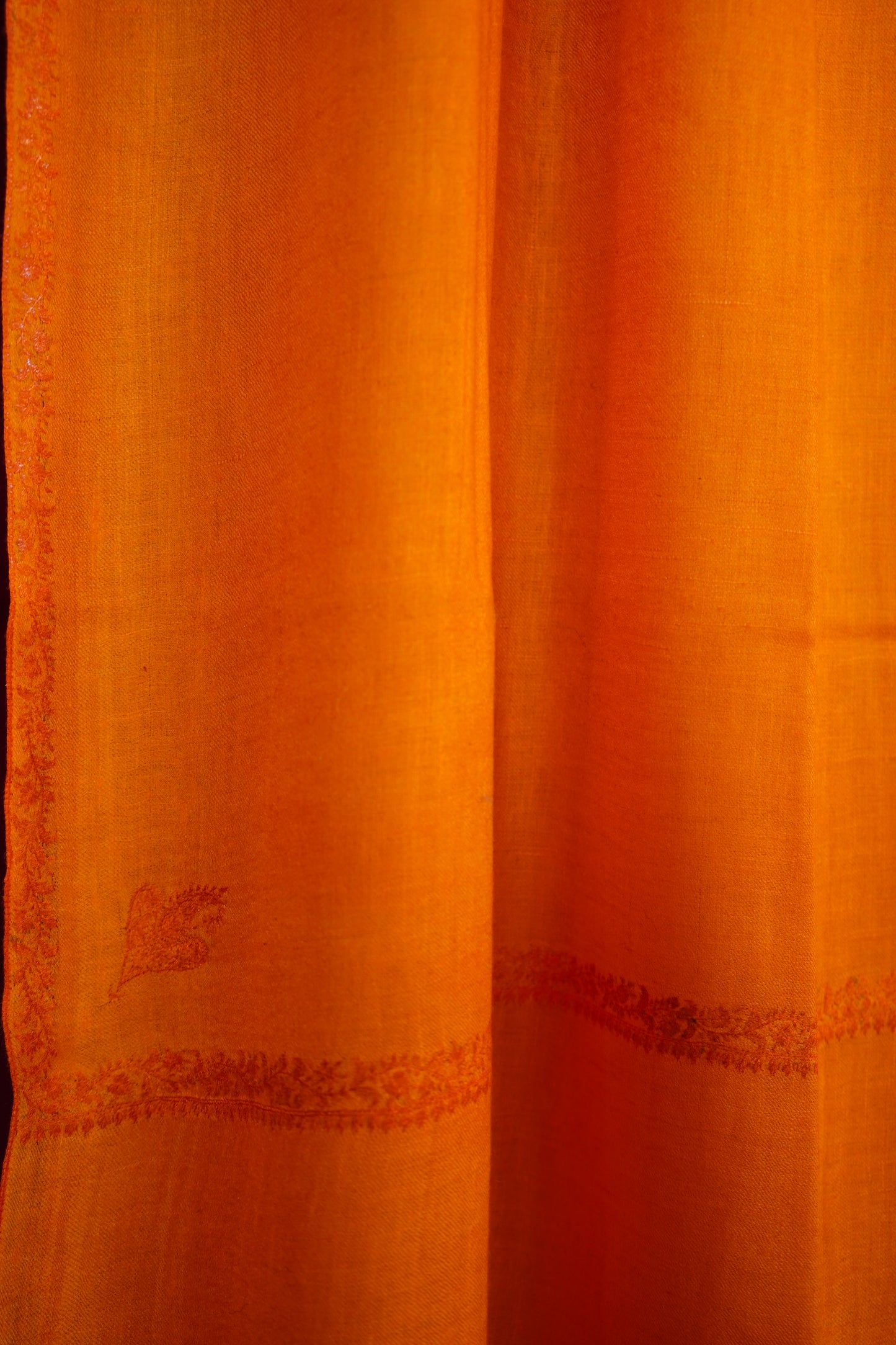 carrot orange XL GI embroidery pashmina shawl 9736