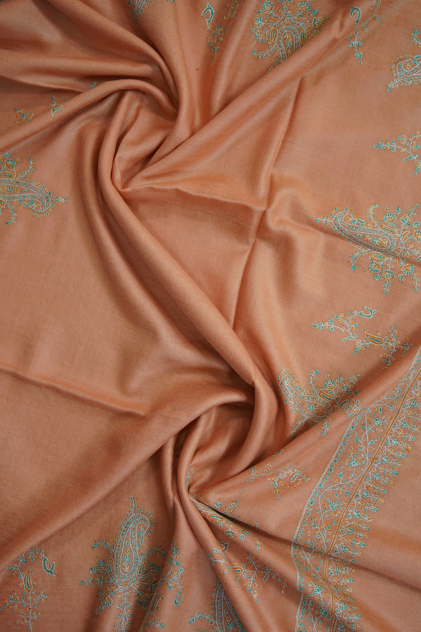 apricot GI embroidery pashmina shawl 9752