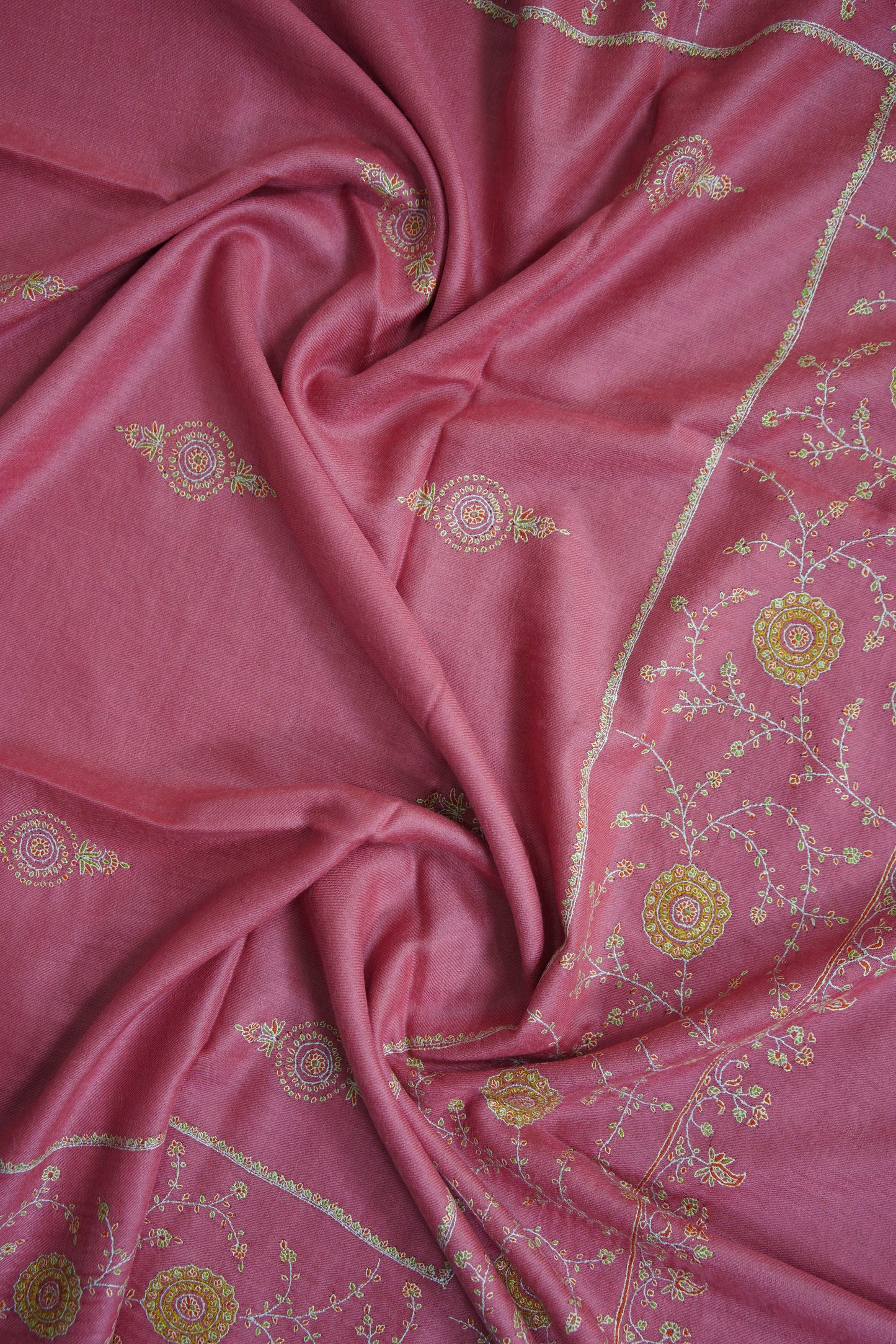 punch pink GI butis embroidery pashmina shawl 9753