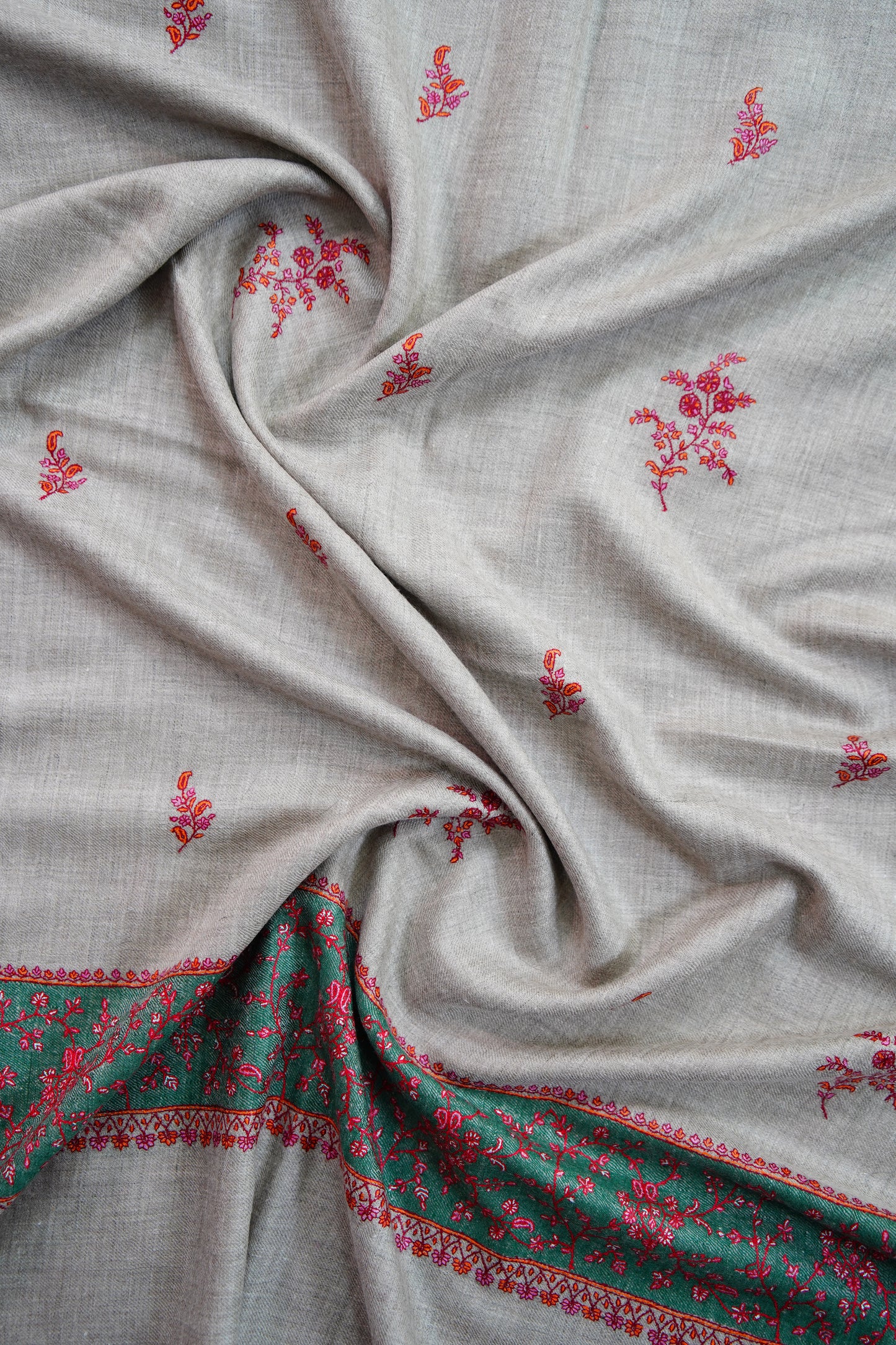 natural butis GI embroidery pashmina stole 9758