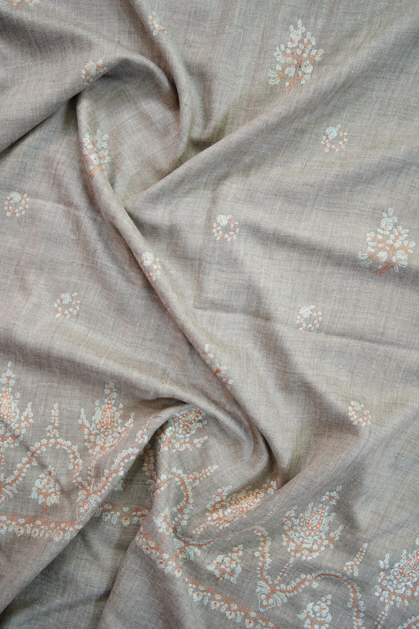 light natural GI embroidery pashmina stole 9768