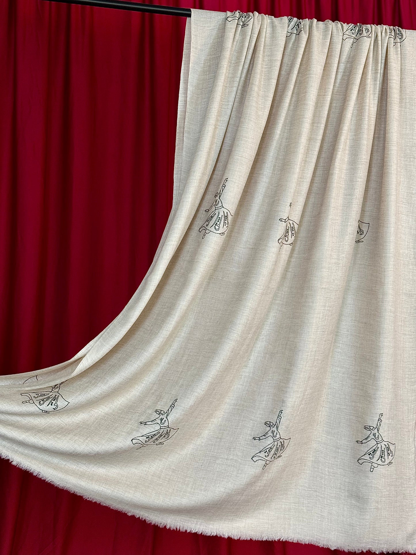 off white GI butis XL embroidery pashmina shawl 9784