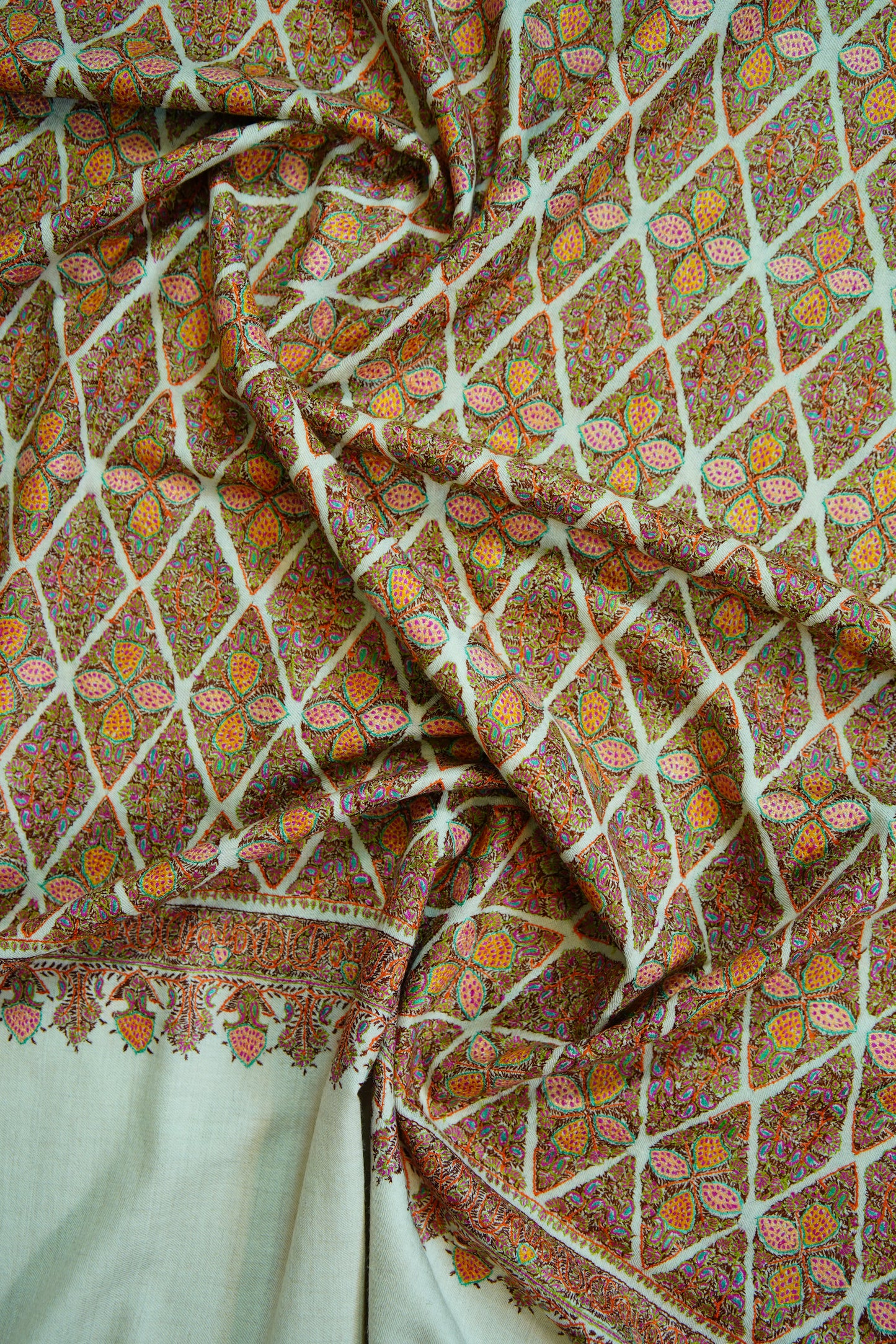 white GI jamma embroidery pashmina shawl 9796