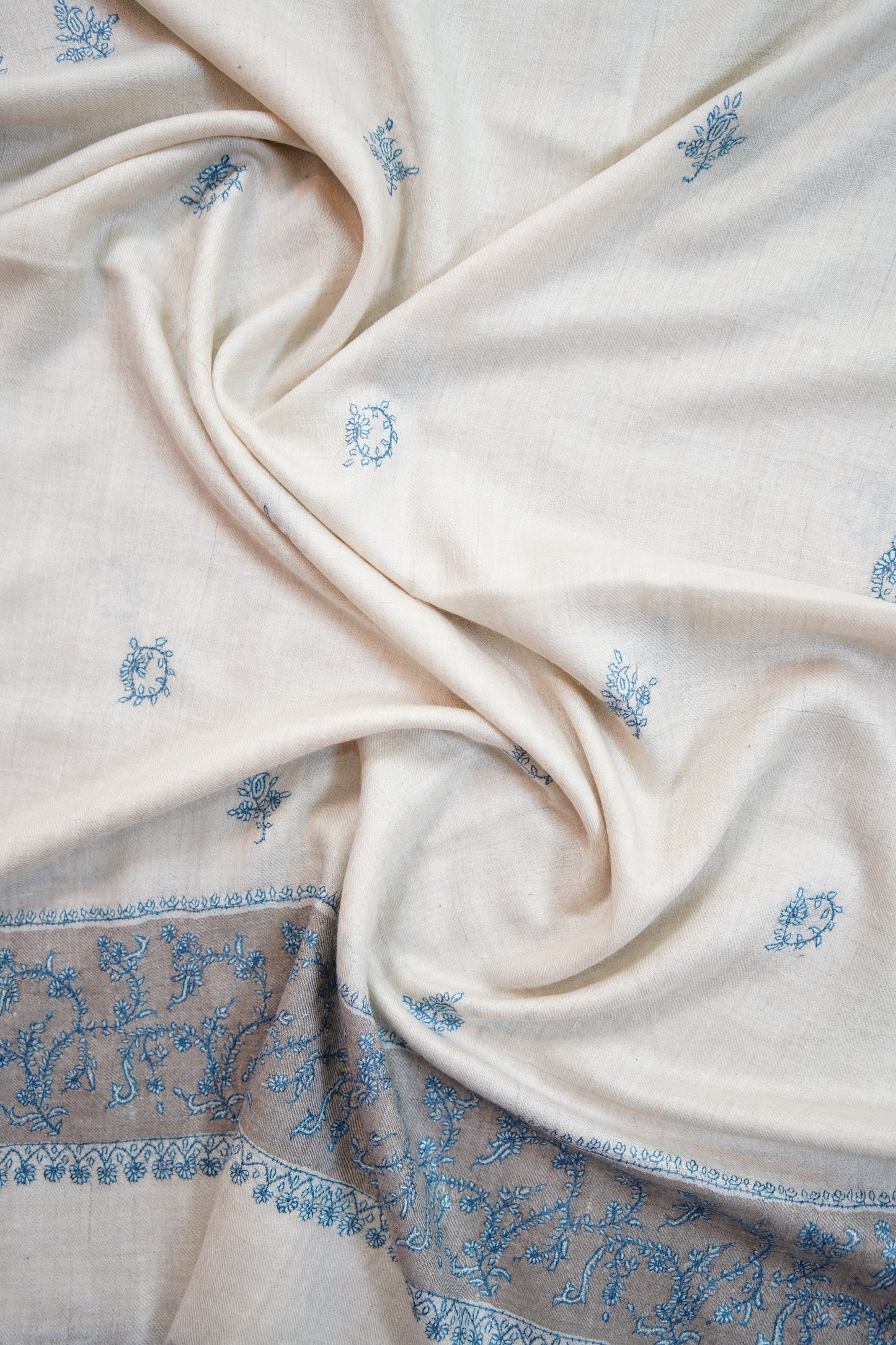 snow white GI embroidery pashmina stole 9807