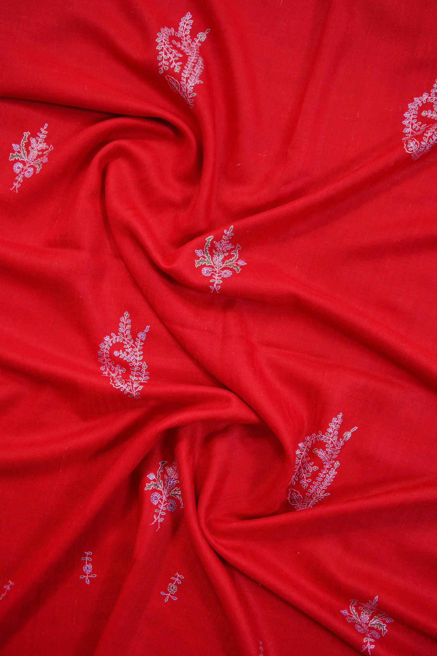 red GI embroidery pashmina stole 9814