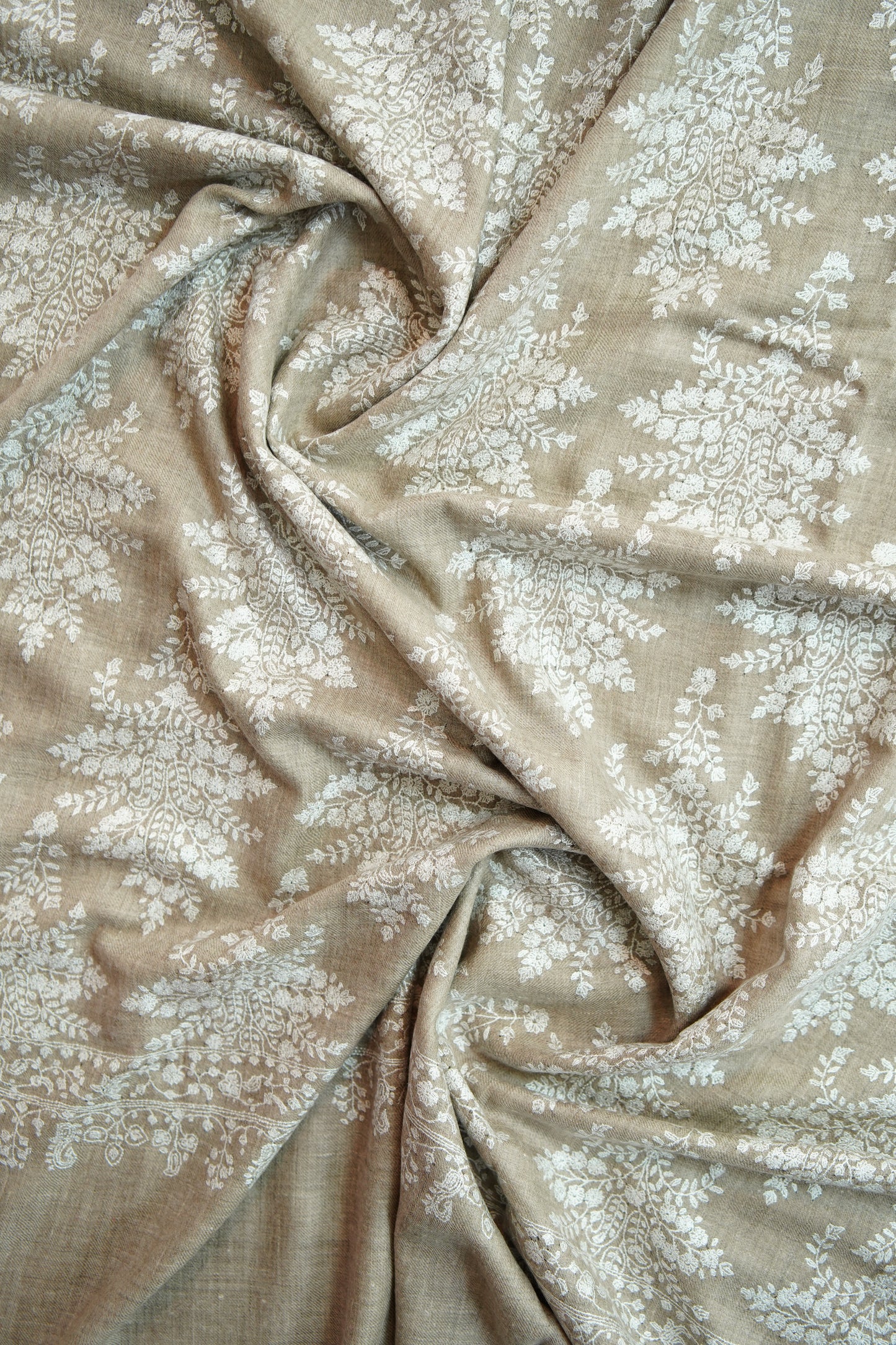 light natural GI embroidery pashmina shawl 9842