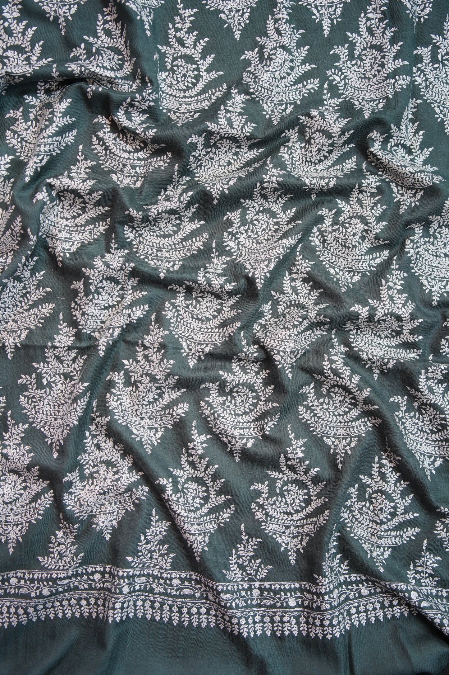 pigeon blue GI embroidery pashmina shawl 9849