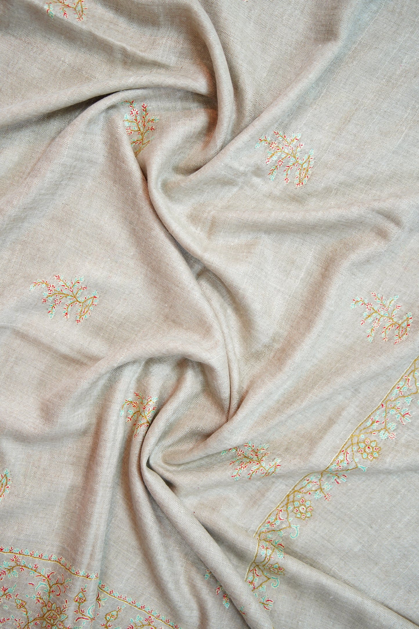 smoke gray GI embroidery pashmina shawl 9856