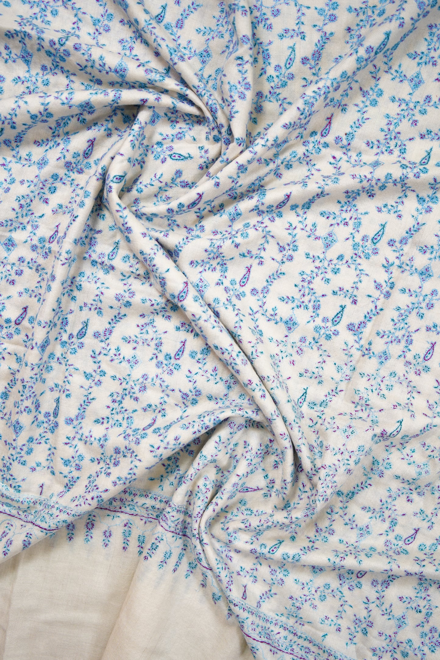 pure white GI jaali embroidery pashmina shawl 9874