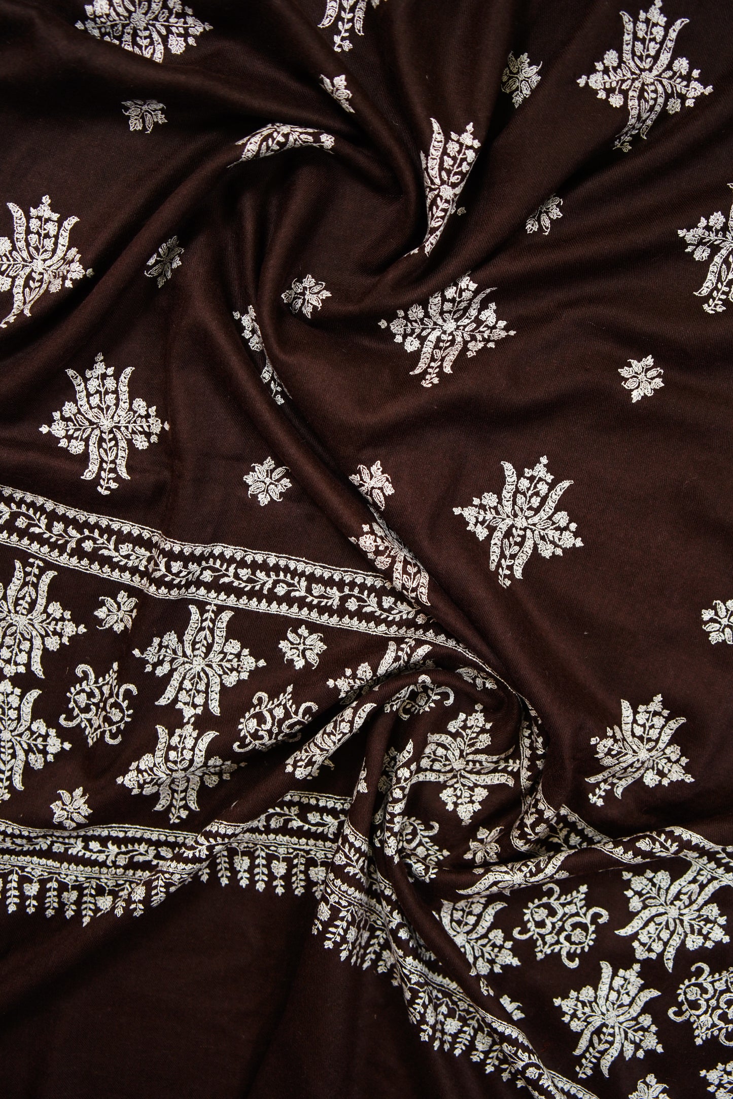 hickory brown GI embroidery pashmina shawl 9876