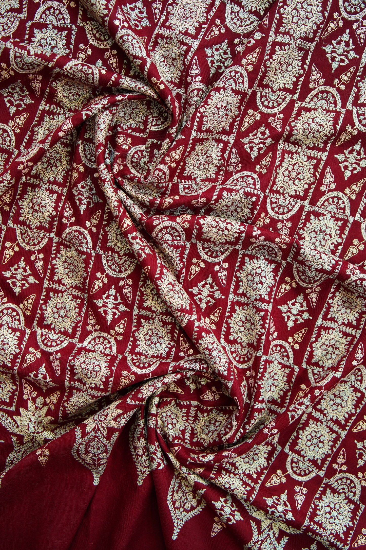 maroon GI embroidery pashmina shawl 9878