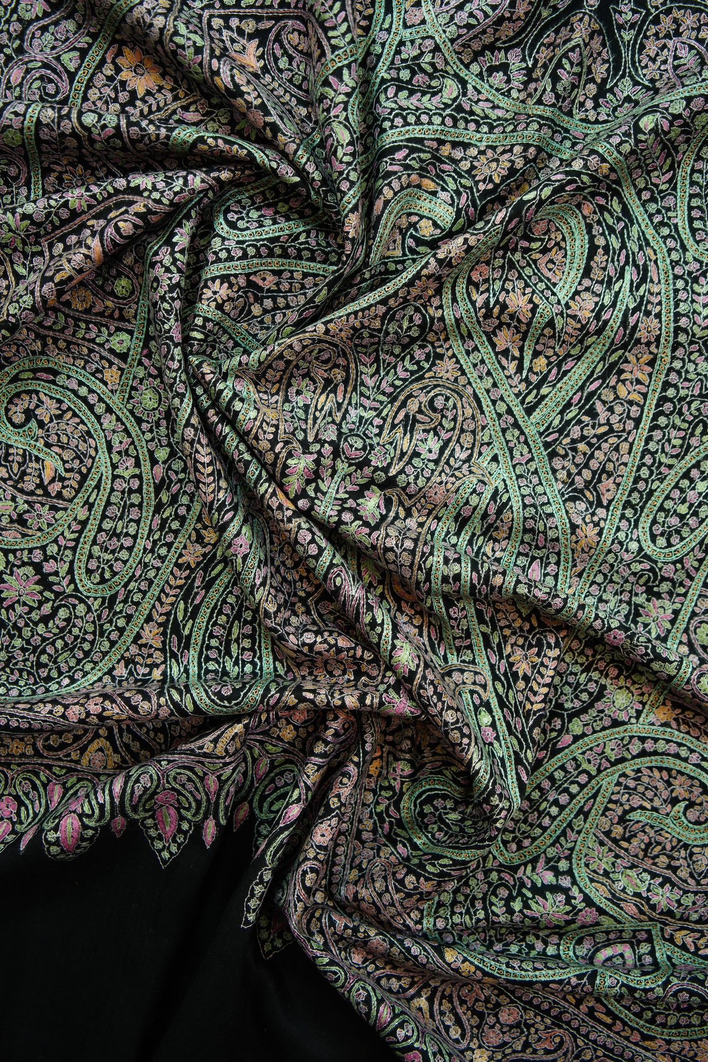 black GI jamma embroidery pashmina shawl 9886