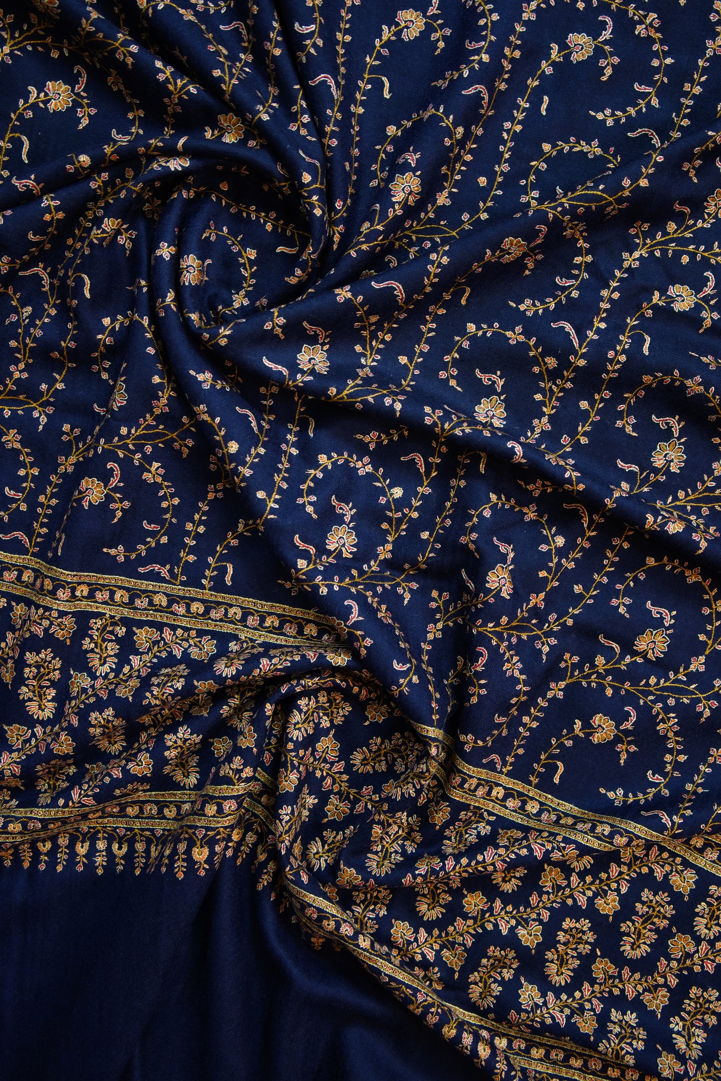 denim blue GI jaali embroidery pashmina shawl 9906