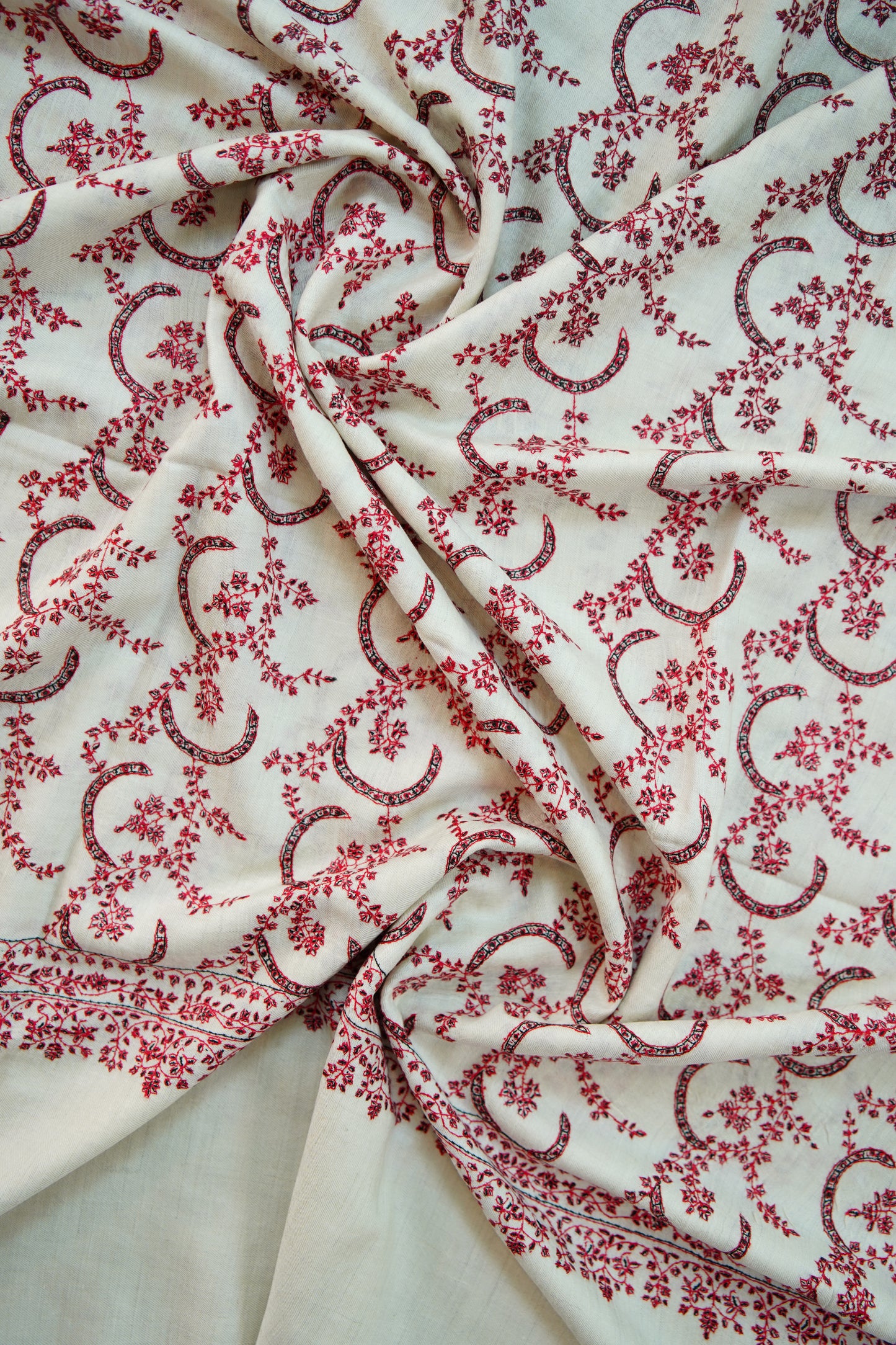 white GI jaali embroidery pashmina shawl 9913