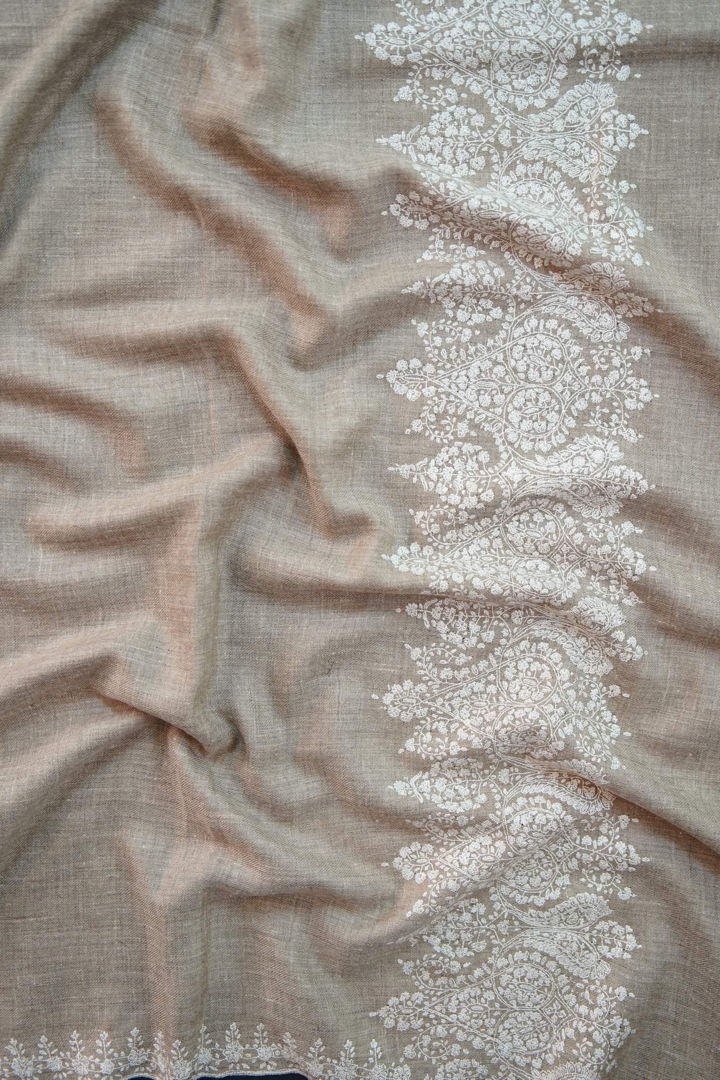 light natural GI embroidery pashmina shawl 9915