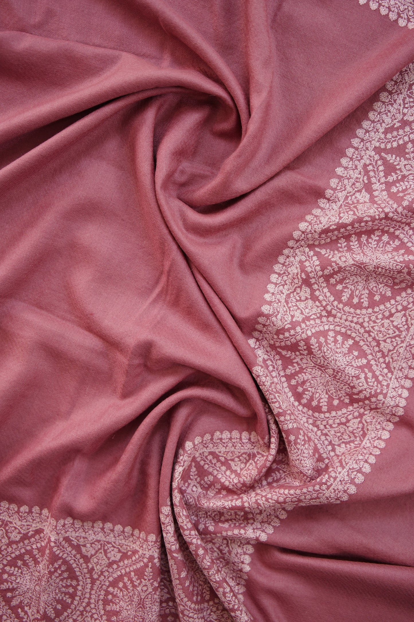 flamingo pink GI embroidery pashmina shawl 9918