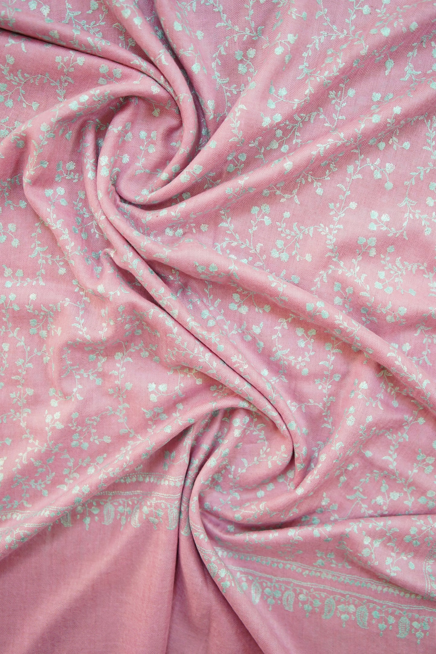 lemonade pink GI jaali embroidery pashmina stole 9922