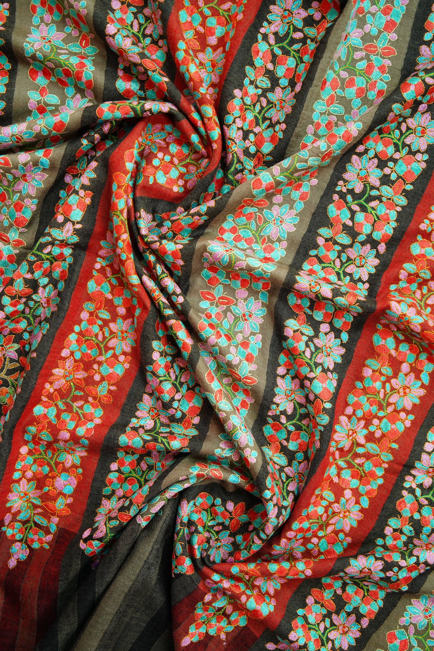 multi-coloured GI embroidery pashmina shawl 9944
