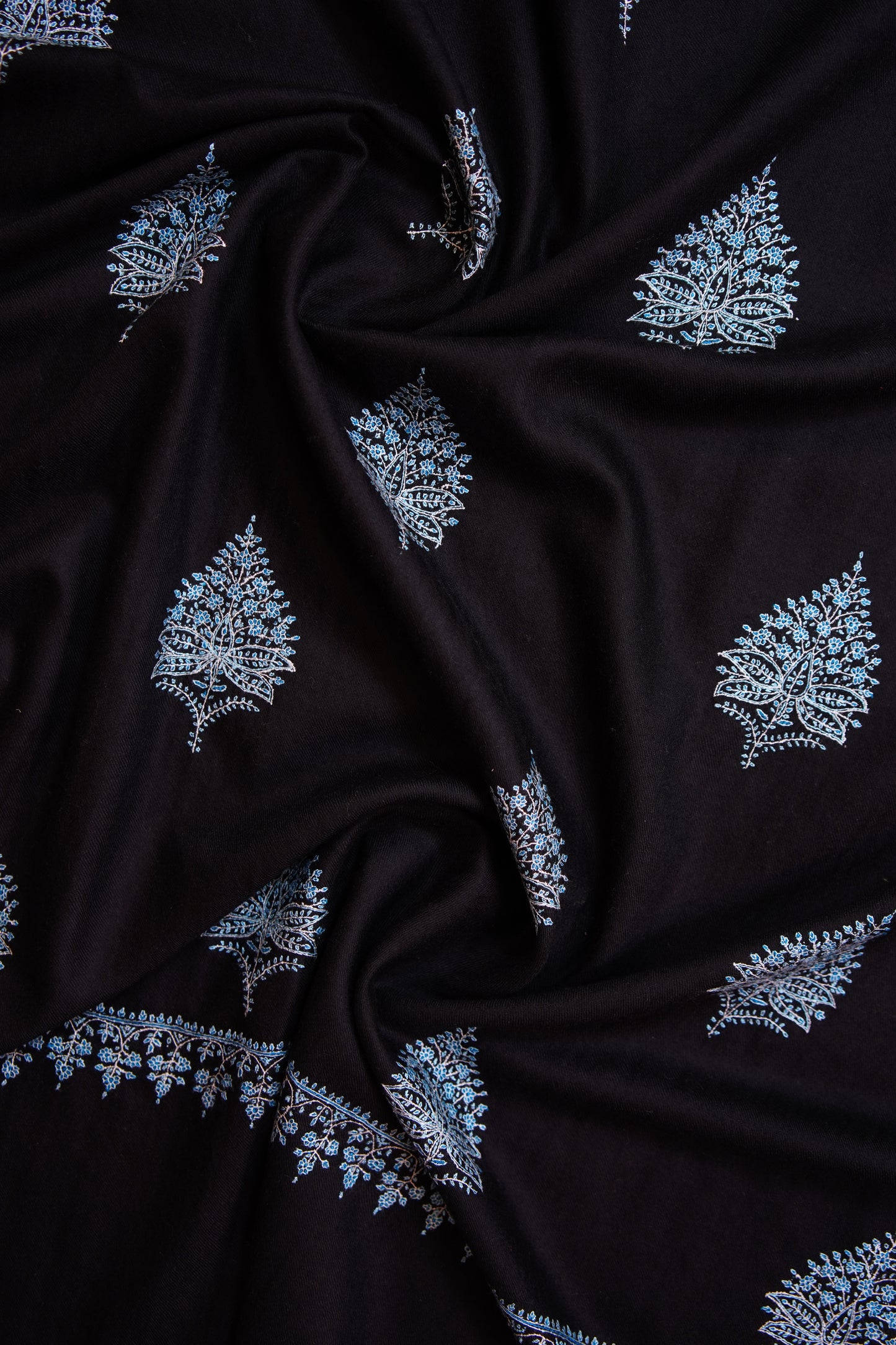 black butis GI embroidery pashmina shawl 9956