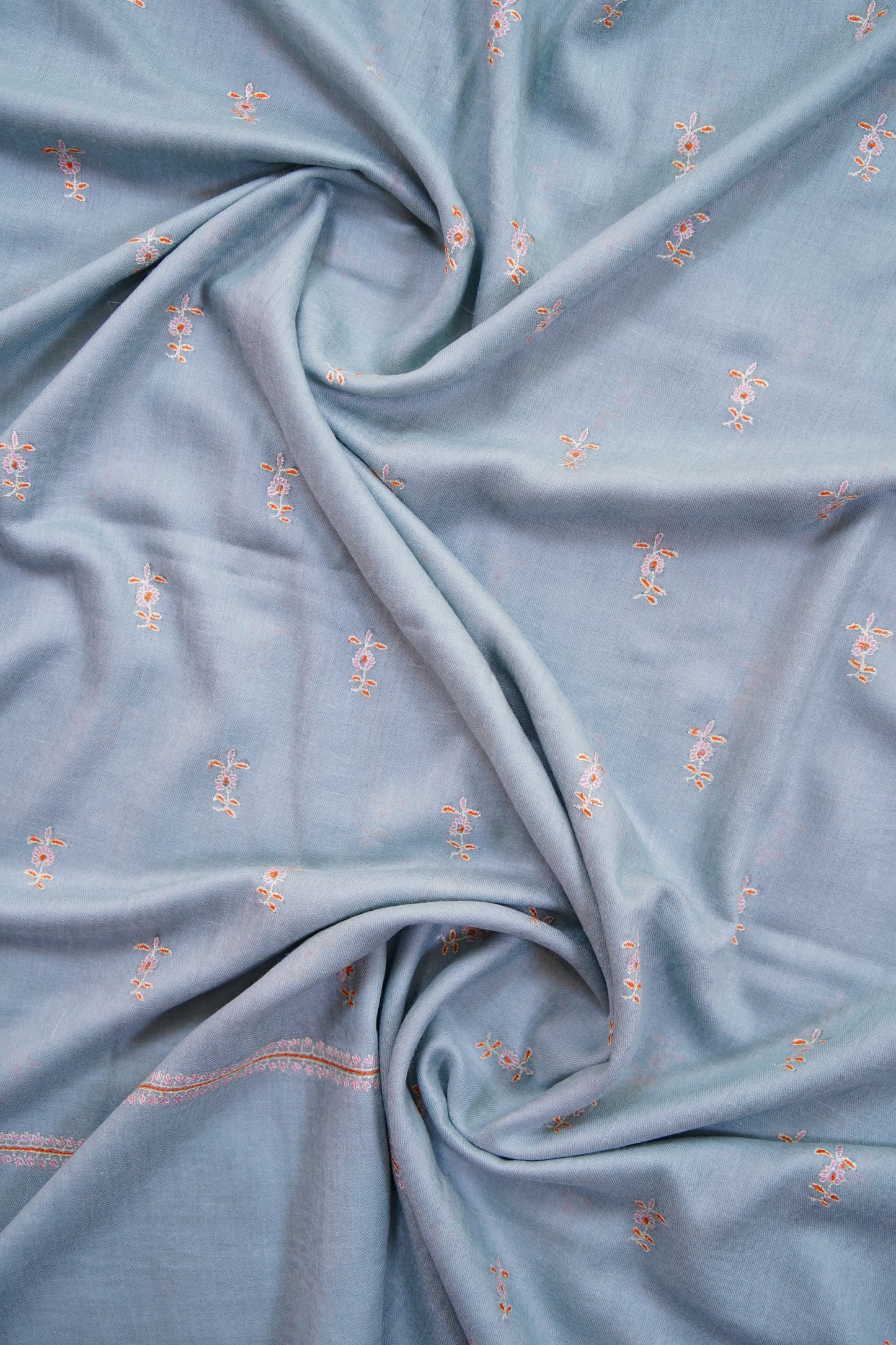 ice blue GI butis embroidery pashmina shawl 9958