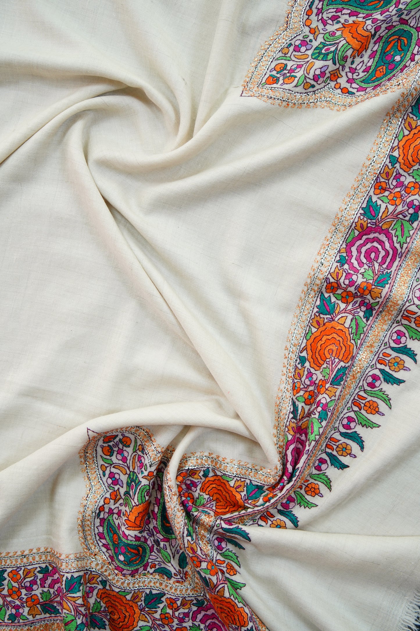 snow white GI embroidery pashmina shawl 9961