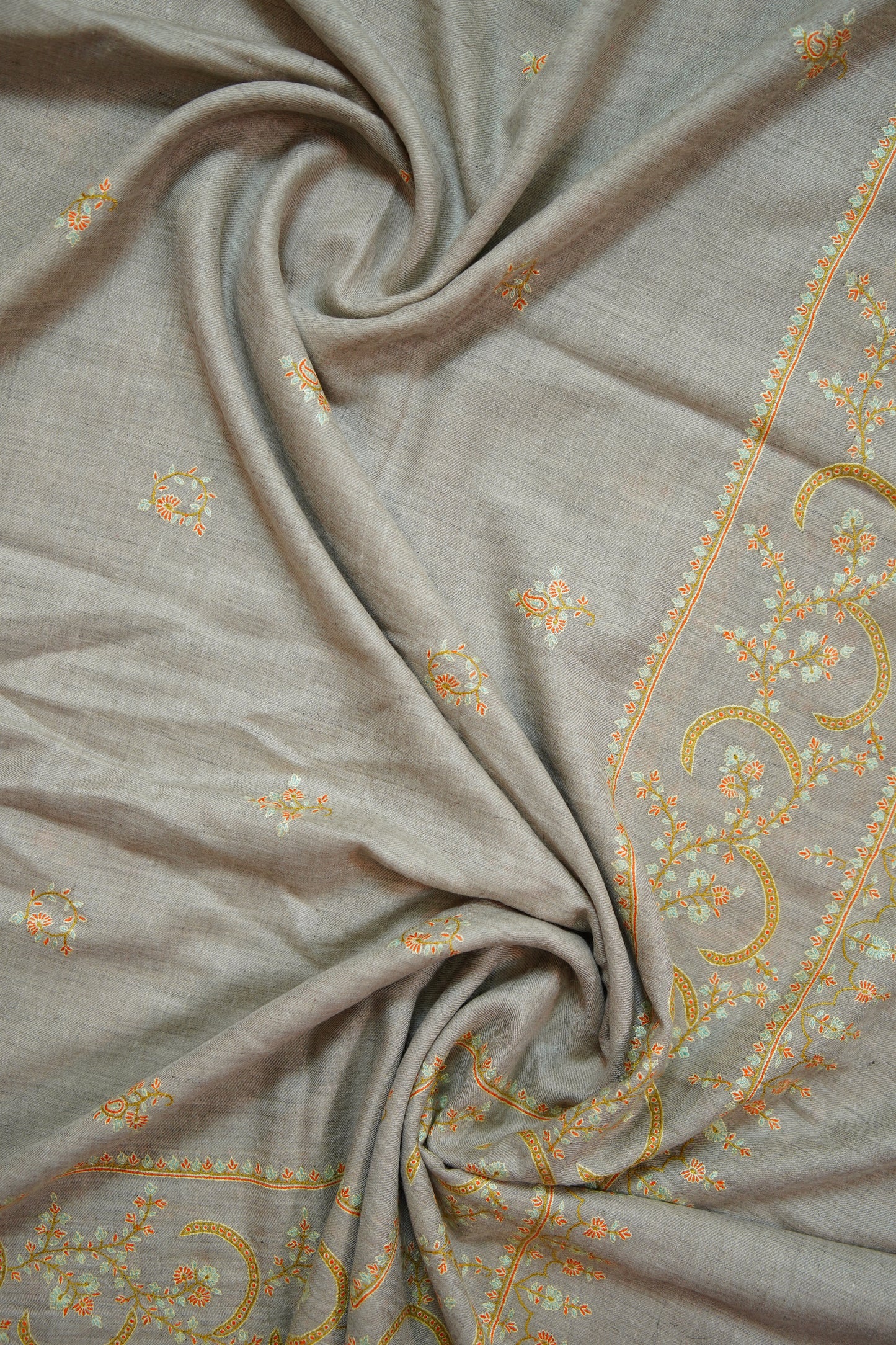 light natural GI embroidery pashmina shawl 9968