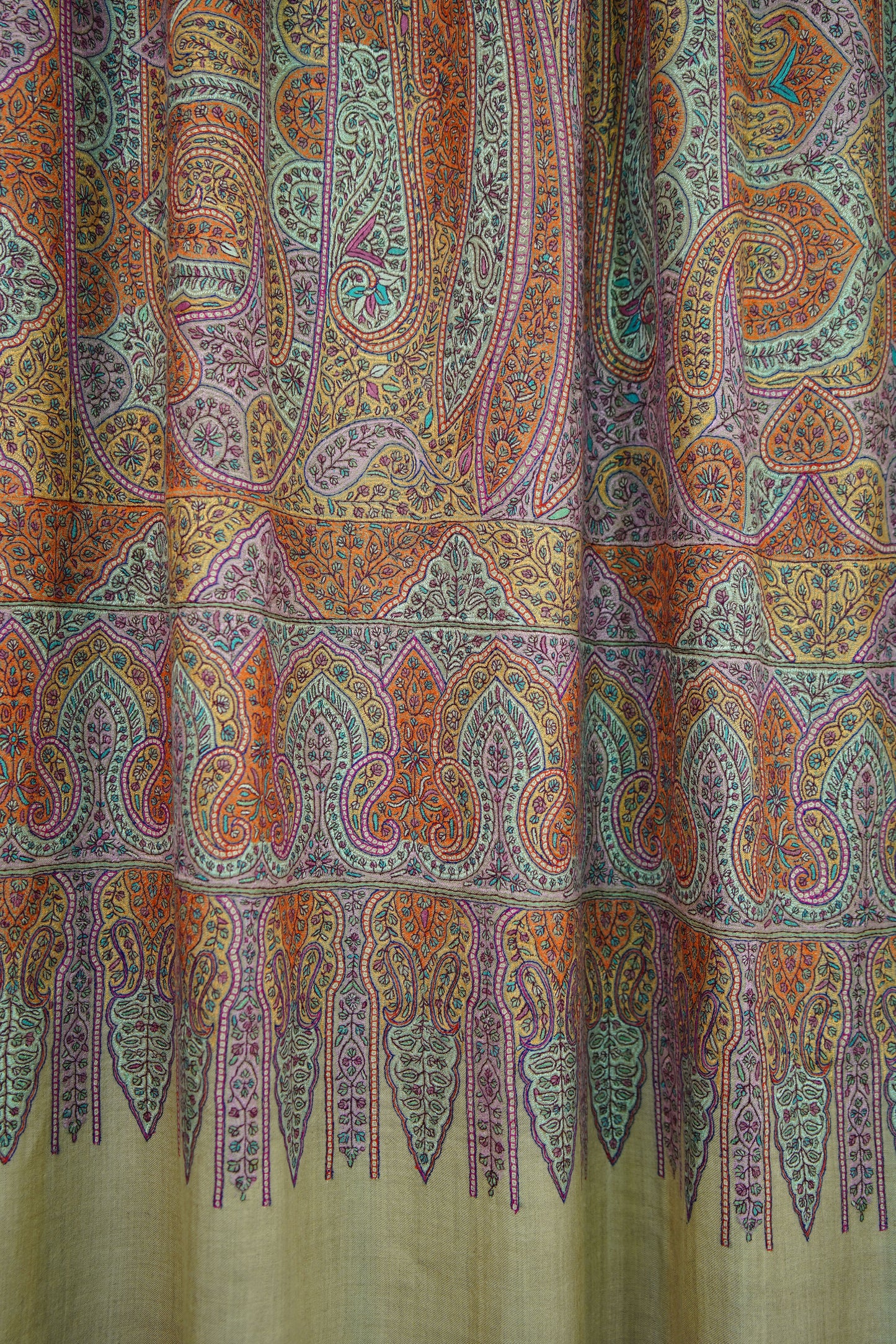 creamy white XL GI jamma embroidery pashmina shawl 9982