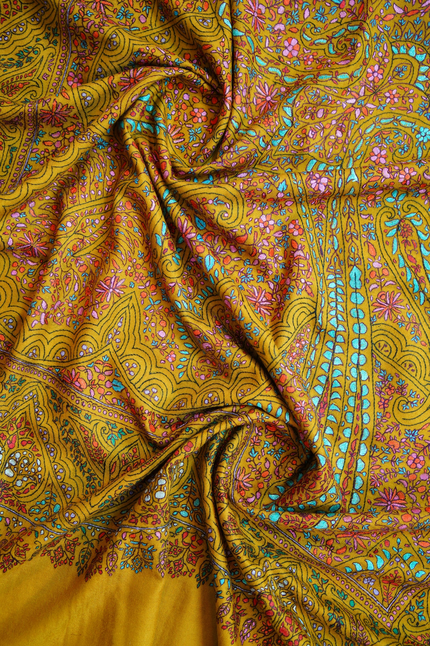 mustard GI jamma embroidery pashmina shawl 9998