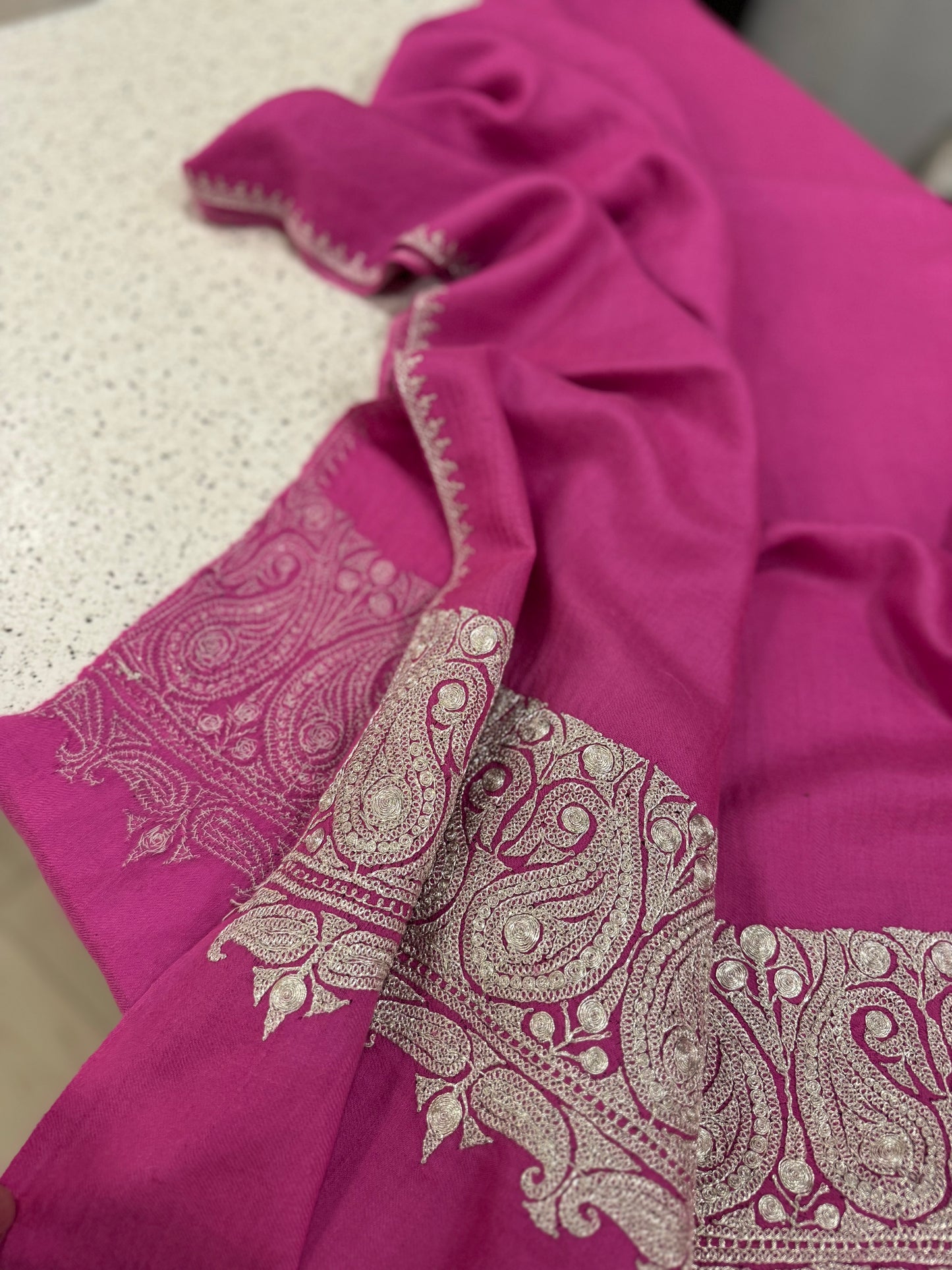 Bubble gum pink pashmina handtilla shawl